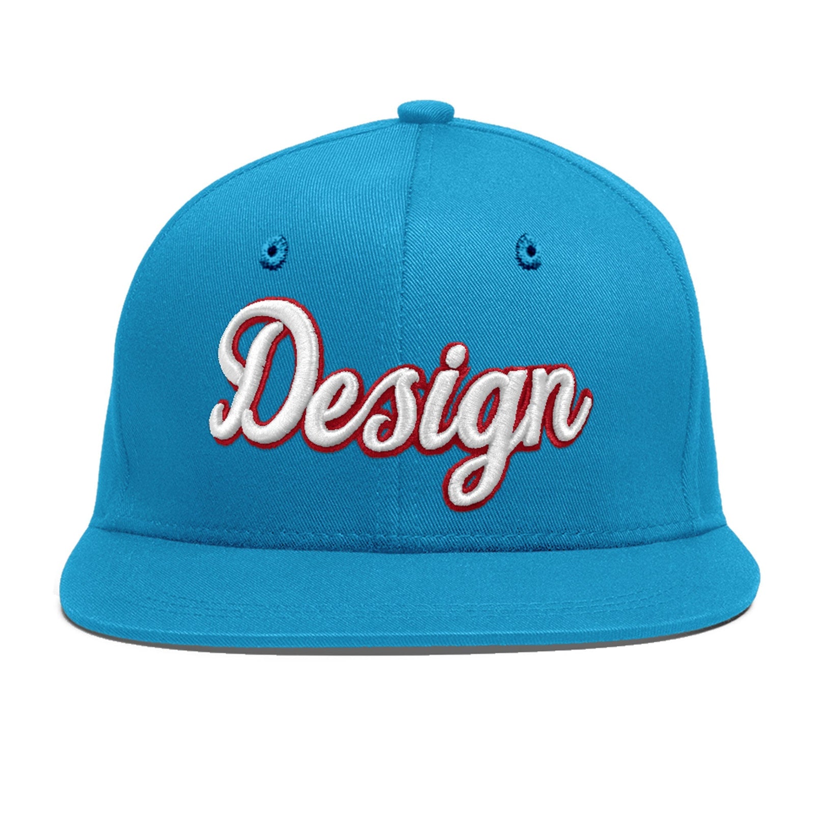 Custom Light Blue 3D Puff Embroidery Flat Embroidery Casual Sport Baseball Cap