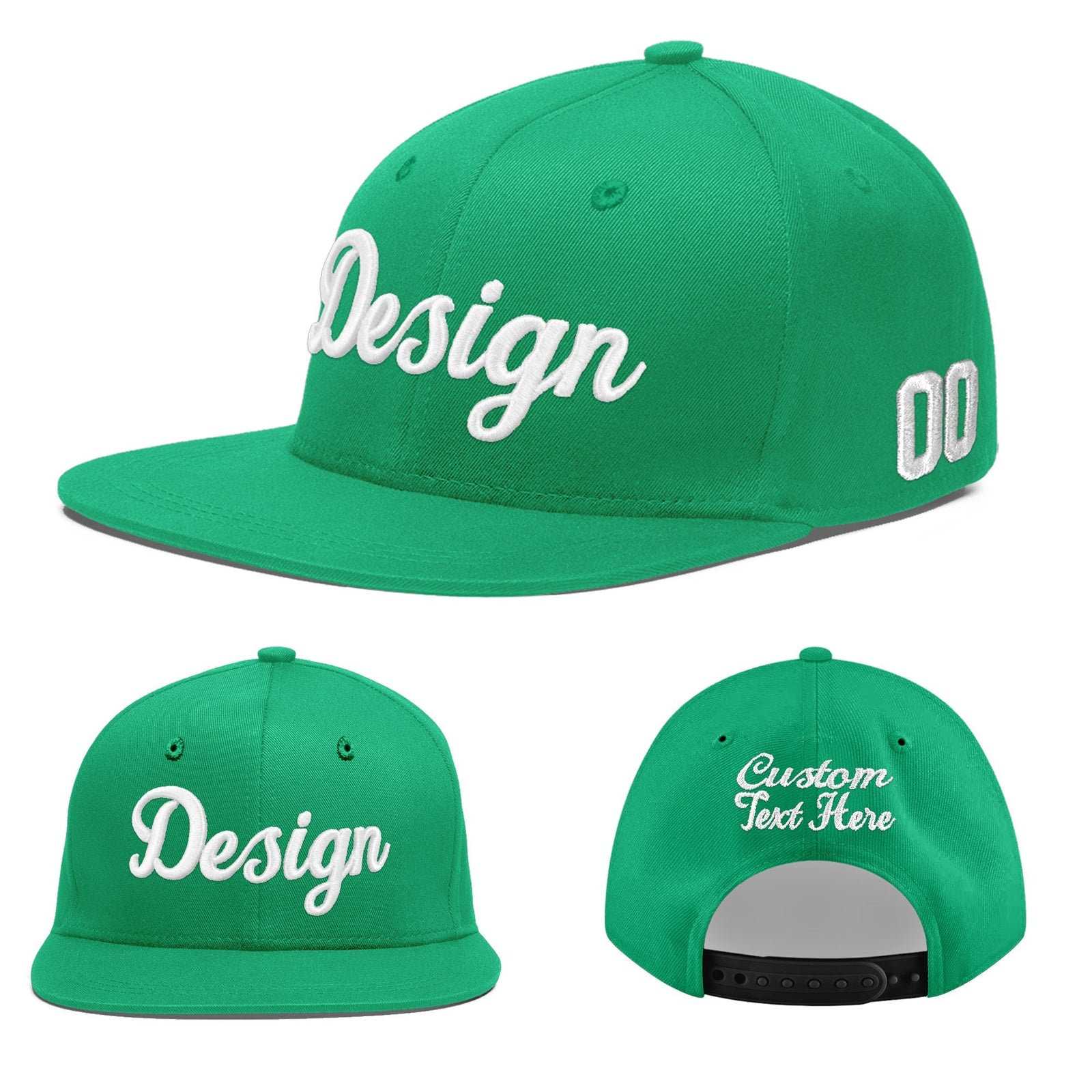 Custom Aqua 3D Puff Embroidery Flat Embroidery Casual Sport Baseball Cap