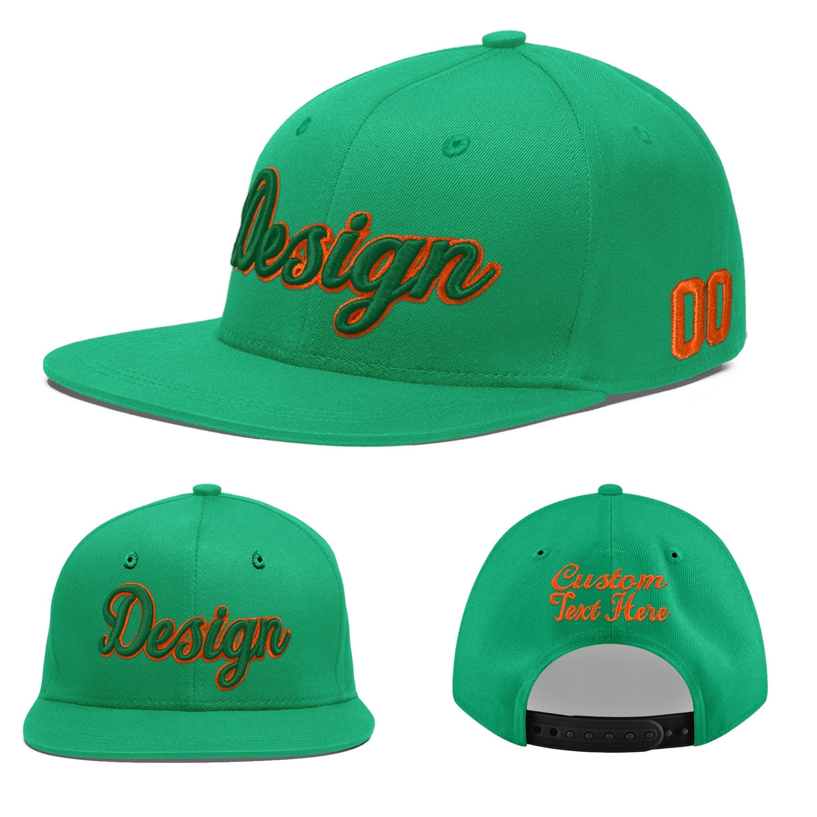 Custom Aqua 3D Puff Embroidery Flat Embroidery Casual Sport Baseball Cap