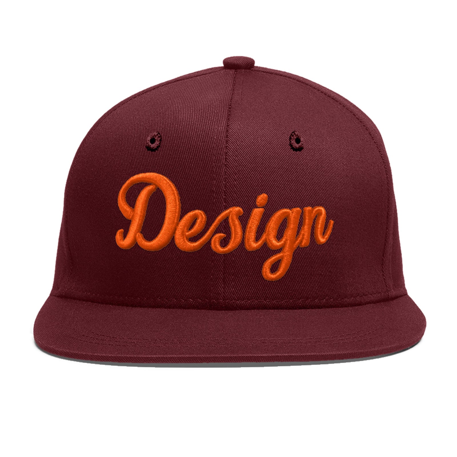 Custom Maroon 3D Puff Embroidery Flat Embroidery Casual Sport Baseball Cap