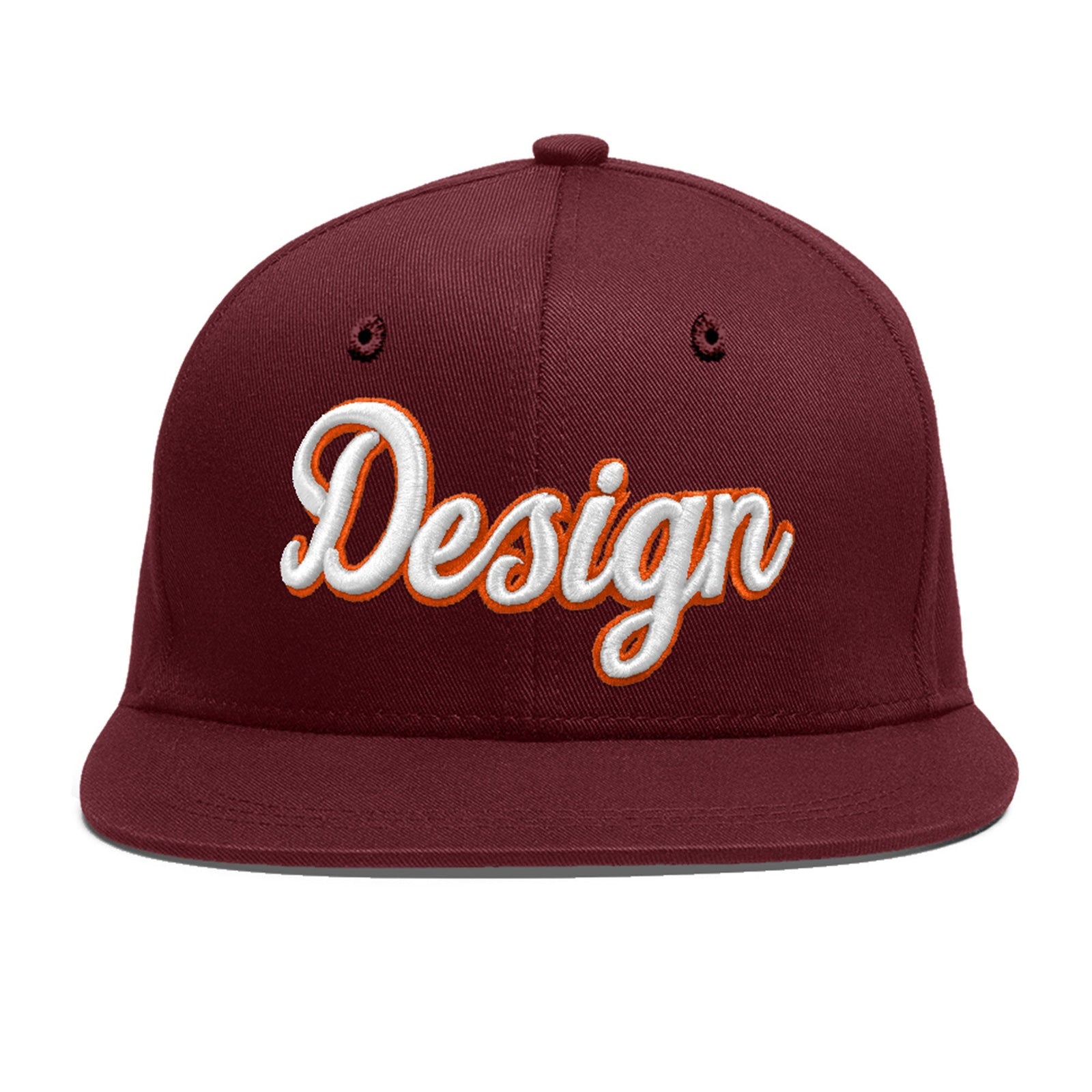 Custom Maroon 3D Puff Embroidery Flat Embroidery Casual Sport Baseball Cap