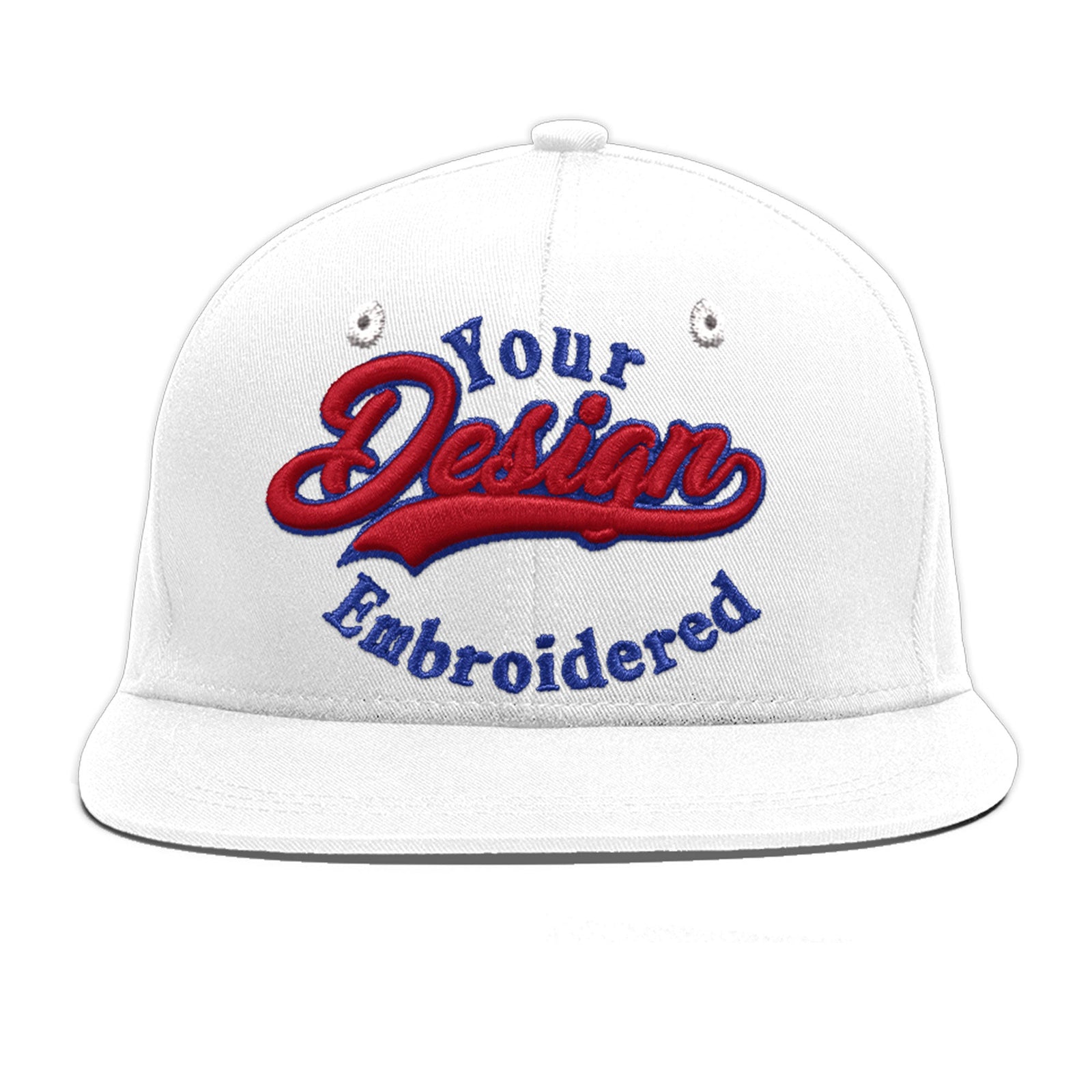 Custom White 3D Puff Embroidery Flat Embroidery Casual Sport Baseball Cap