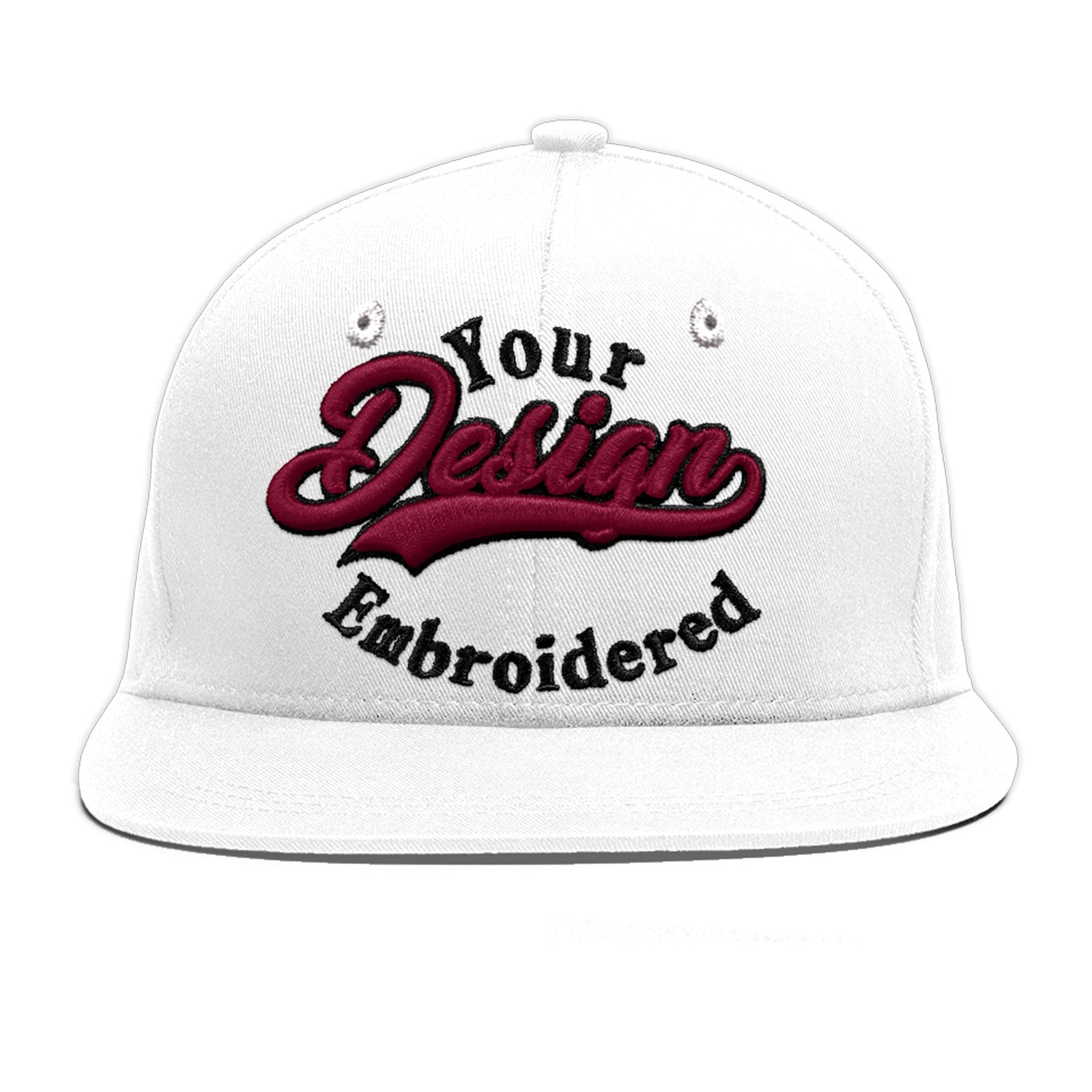 Custom White 3D Puff Embroidery Flat Embroidery Casual Sport Baseball Cap