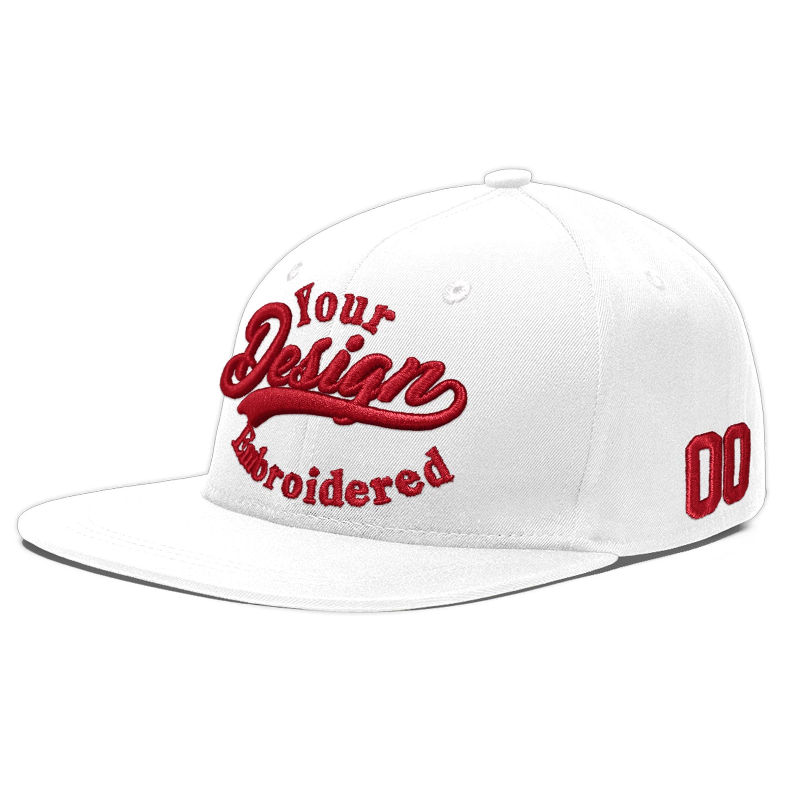 Custom White 3D Puff Embroidery Flat Embroidery Casual Sport Baseball Cap