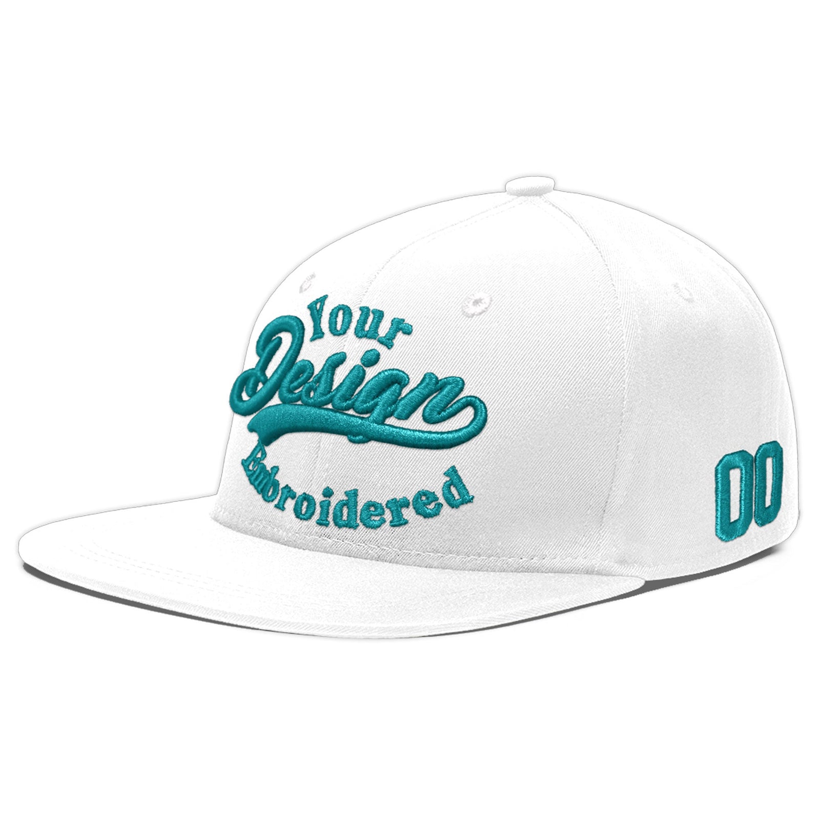 Custom White 3D Puff Embroidery Flat Embroidery Casual Sport Baseball Cap