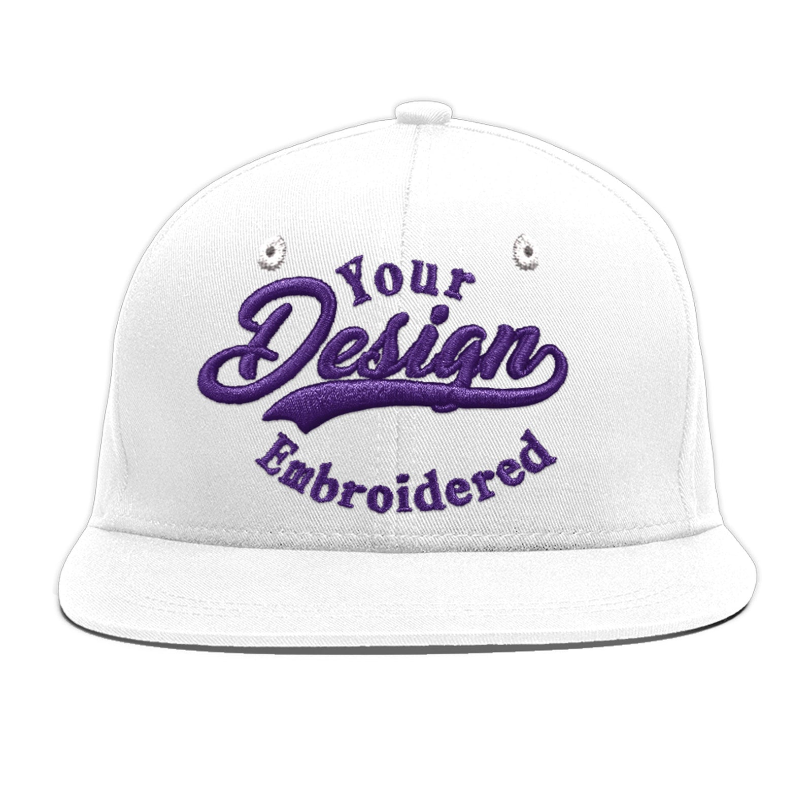 Custom White 3D Puff Embroidery Flat Embroidery Casual Sport Baseball Cap