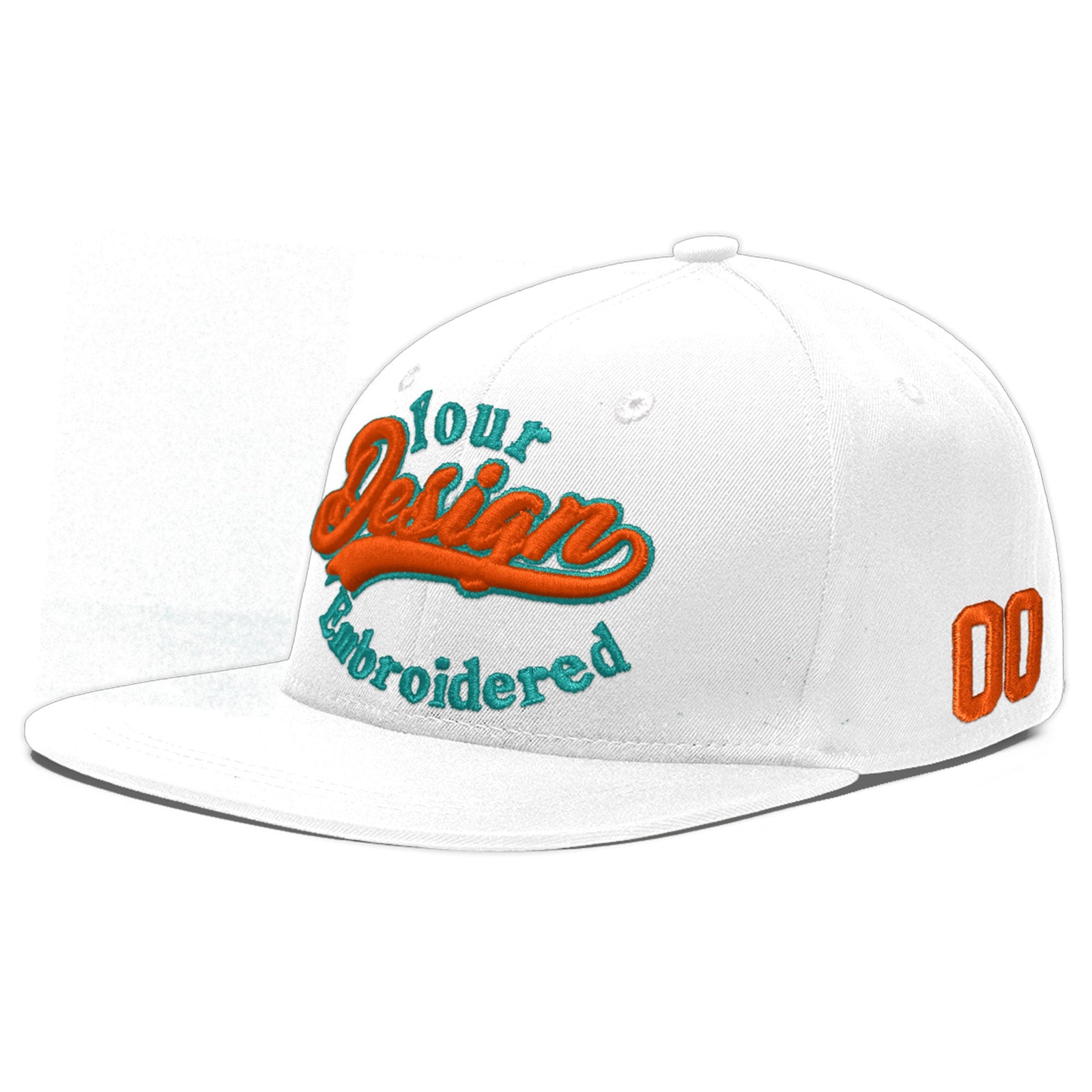 Custom White Light Blue-Navy 3D Puff Embroidery Flat Embroidery Casual Sport Baseball Cap