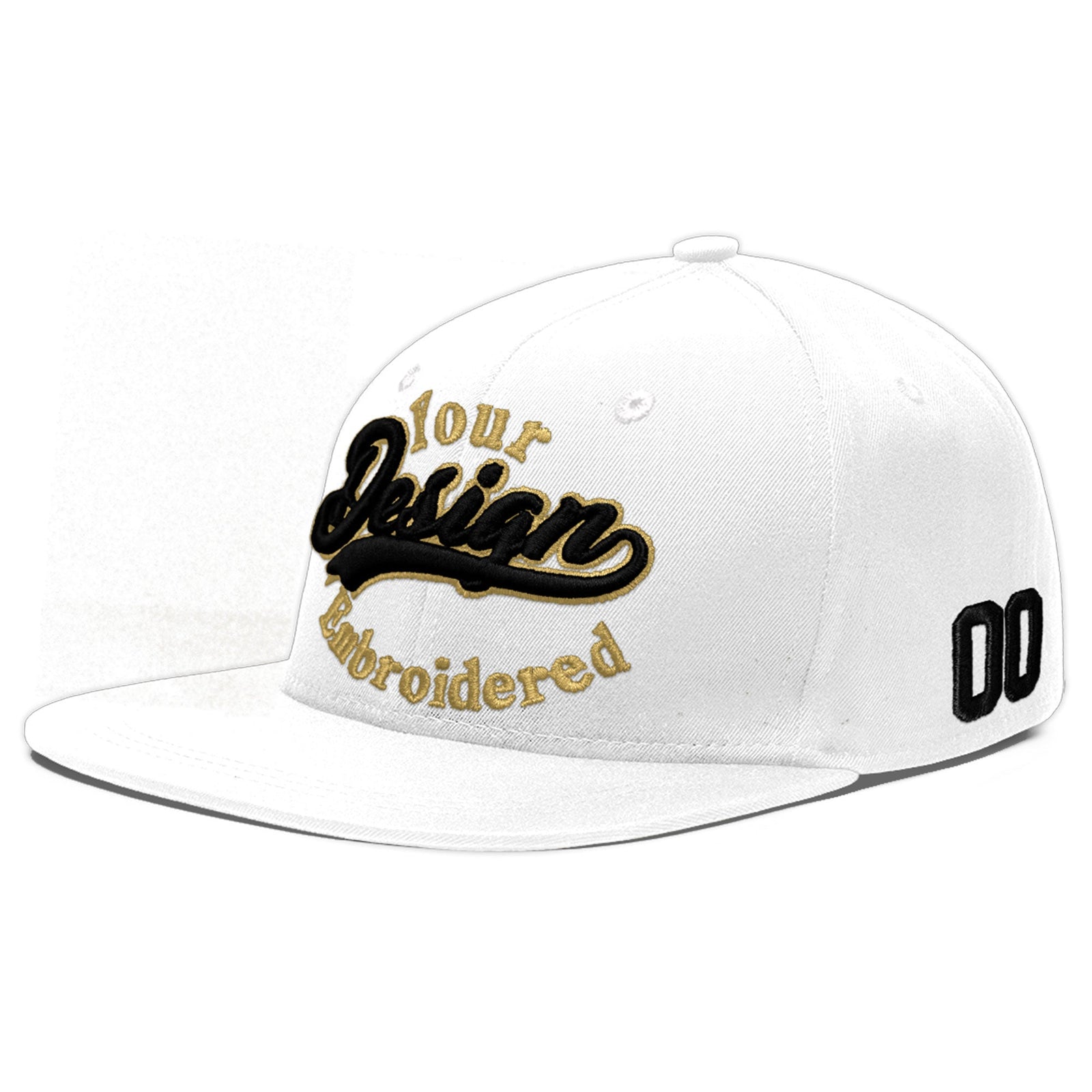 Custom White 3D Puff Embroidery Flat Embroidery Casual Sport Baseball Cap