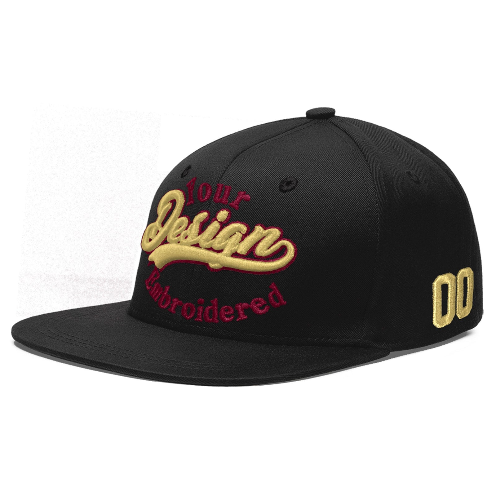 Custom Black 3D Puff Embroidery Flat Embroidery Casual Sport Baseball Cap