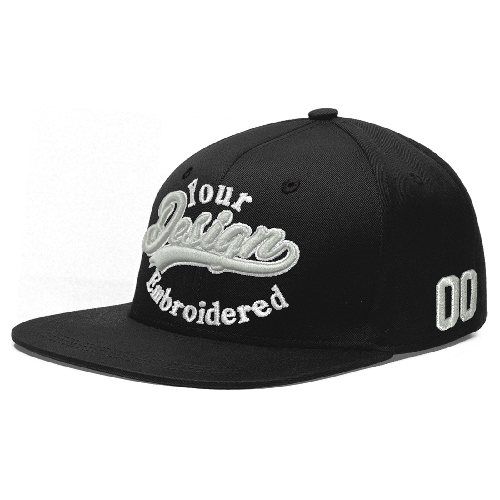 Custom Black 3D Puff Embroidery Flat Embroidery Casual Sport Baseball Cap