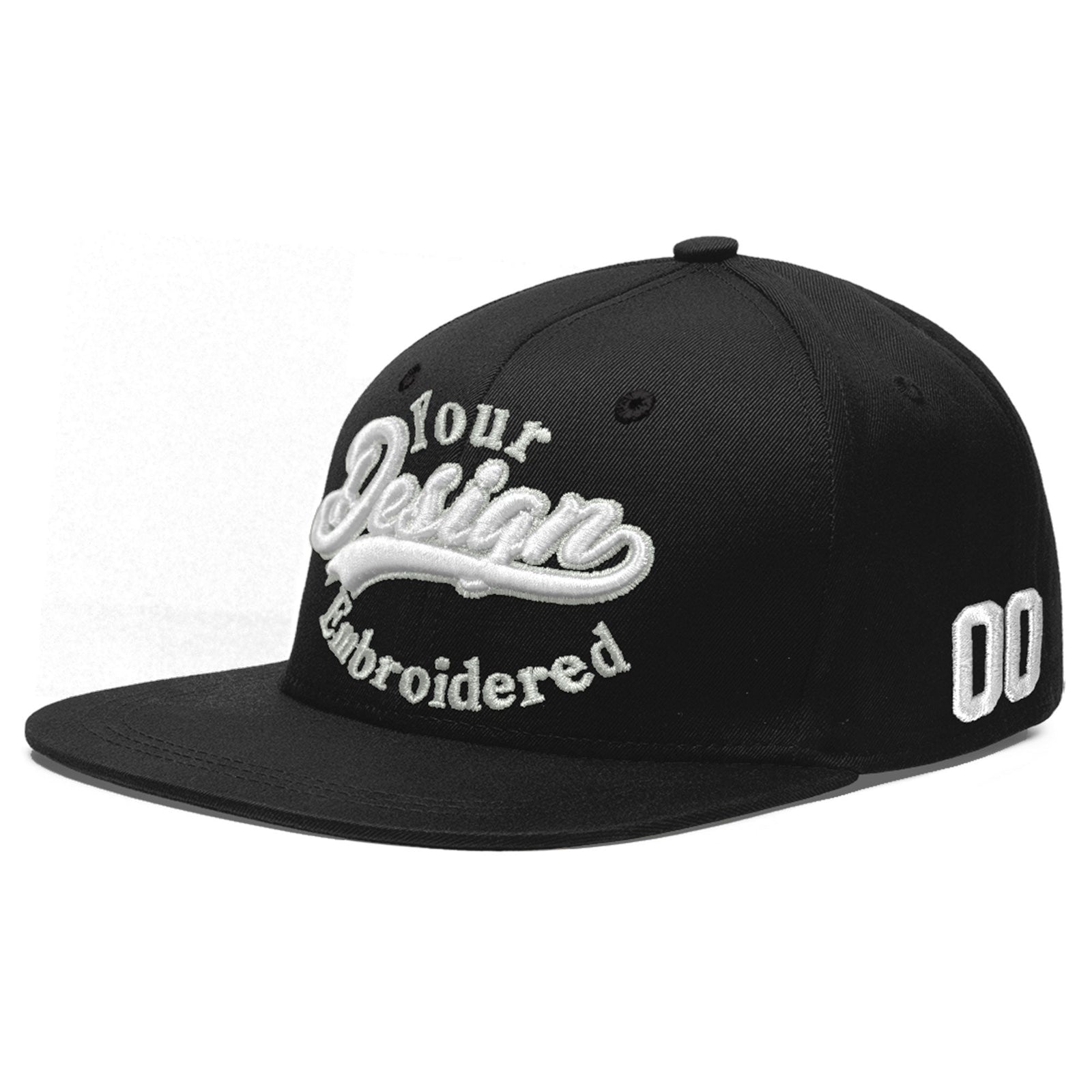 Custom Black 3D Puff Embroidery Flat Embroidery Casual Sport Baseball Cap