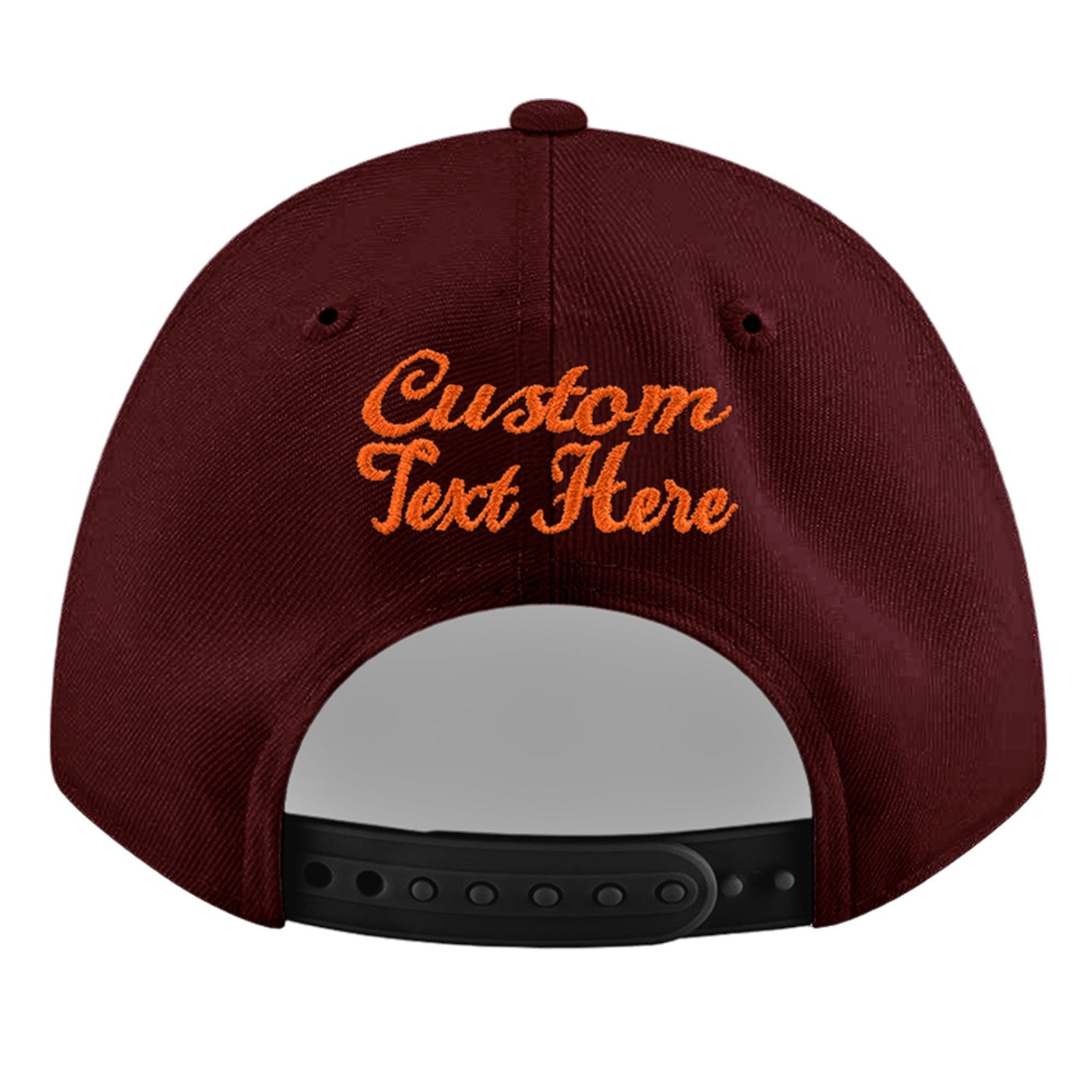 Custom Burgundy 3D Puff Embroidery Flat Embroidery Casual Sport Baseball Cap
