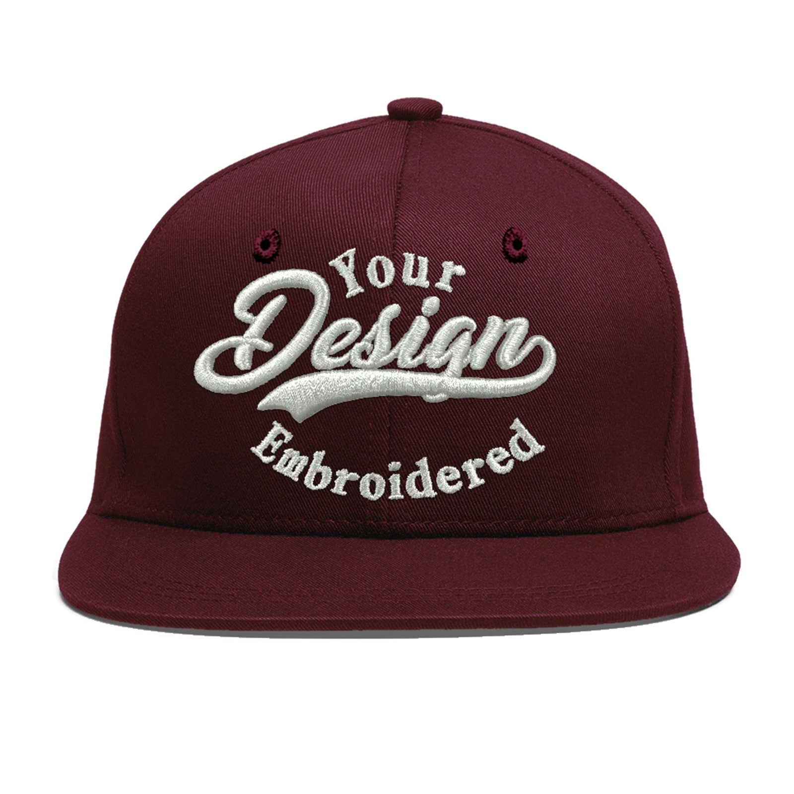 Custom Burgundy 3D Puff Embroidery Flat Embroidery Casual Sport Baseball Cap