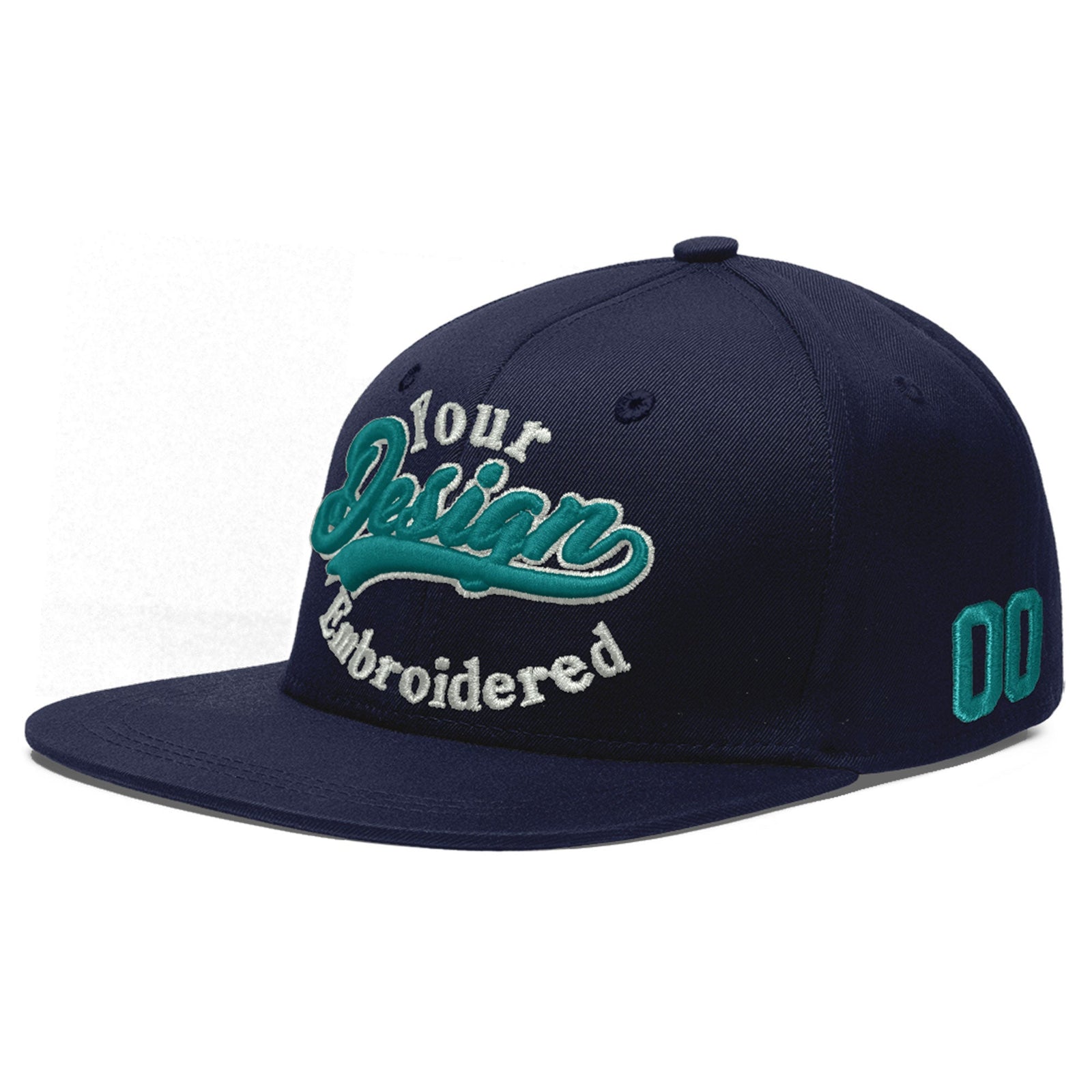 Custom Navy 3D Puff Embroidery Flat Embroidery Casual Sport Baseball Cap