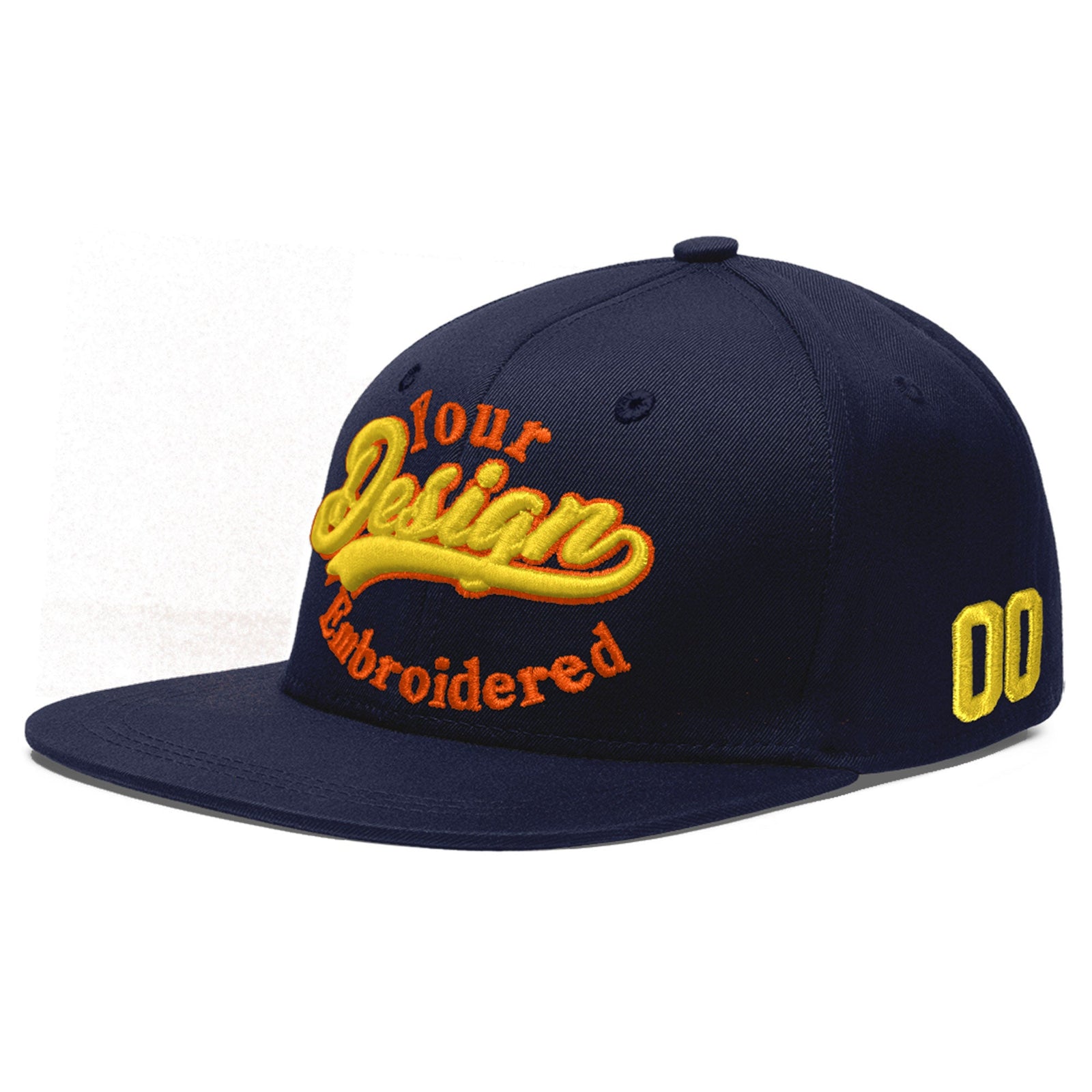 Custom Navy 3D Puff Embroidery Flat Embroidery Casual Sport Baseball Cap