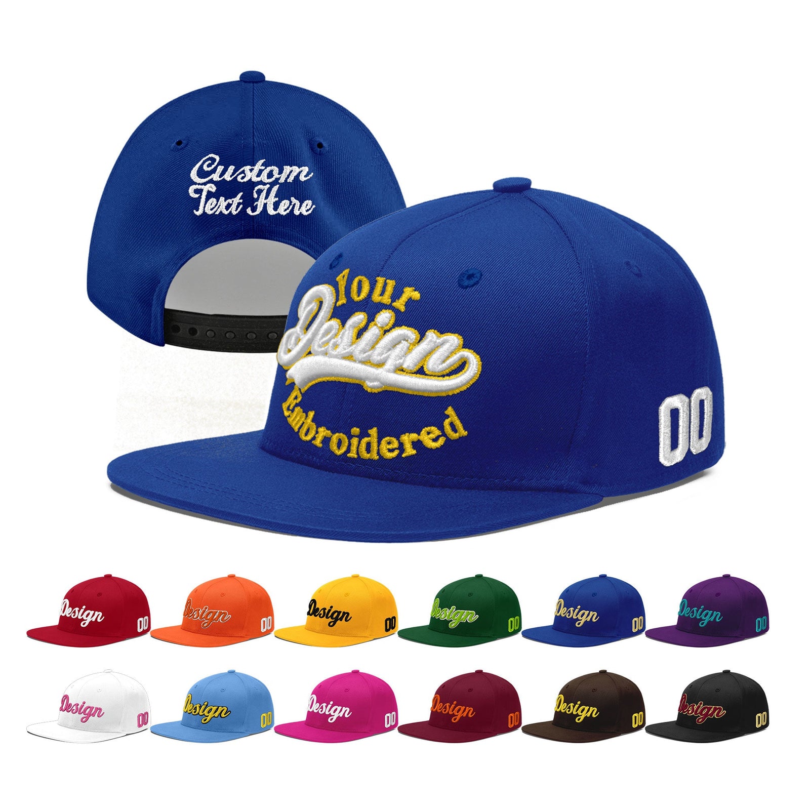 Custom Royal 3D Puff Embroidery Flat Embroidery Casual Sport Baseball Cap