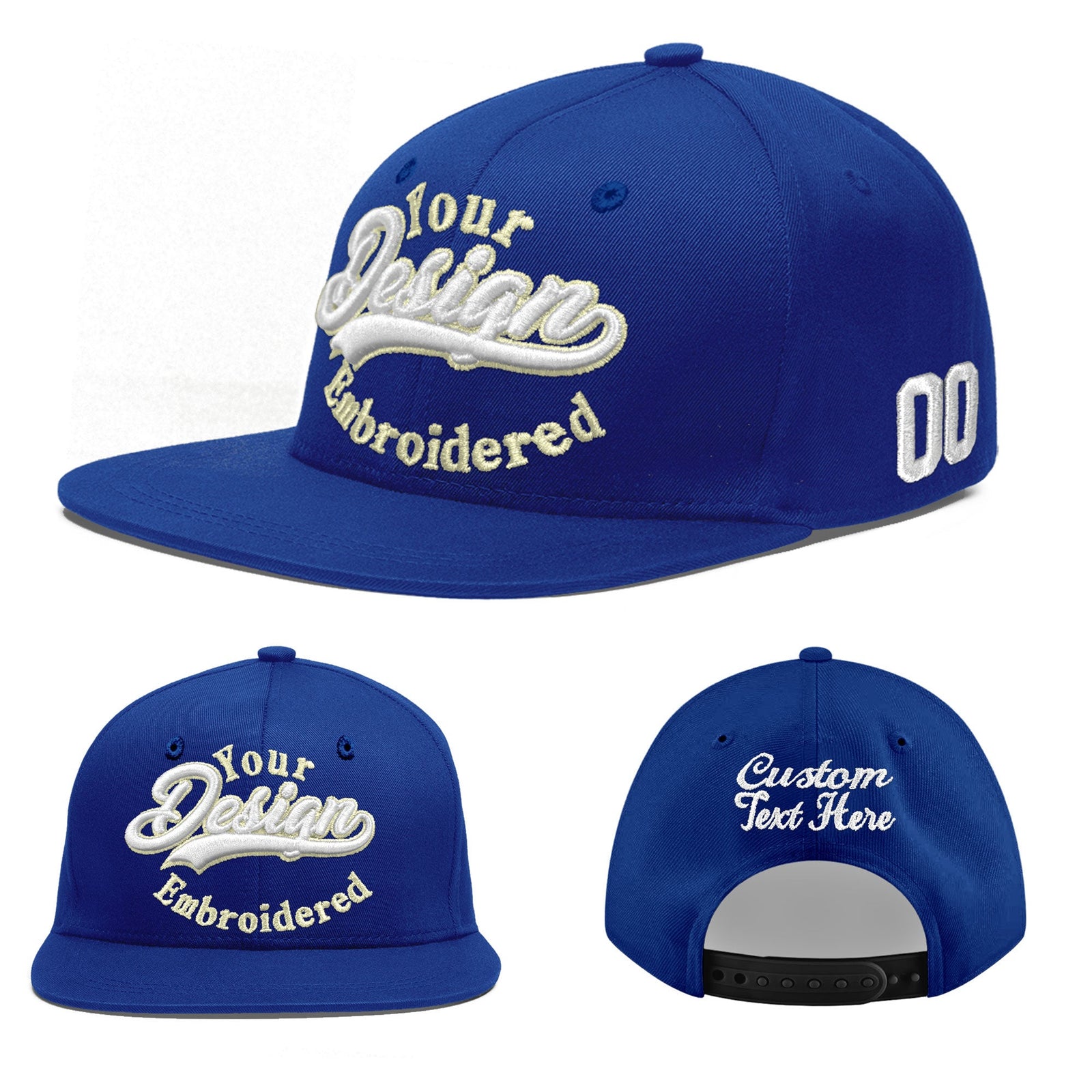 Custom Royal 3D Puff Embroidery Flat Embroidery Casual Sport Baseball Cap