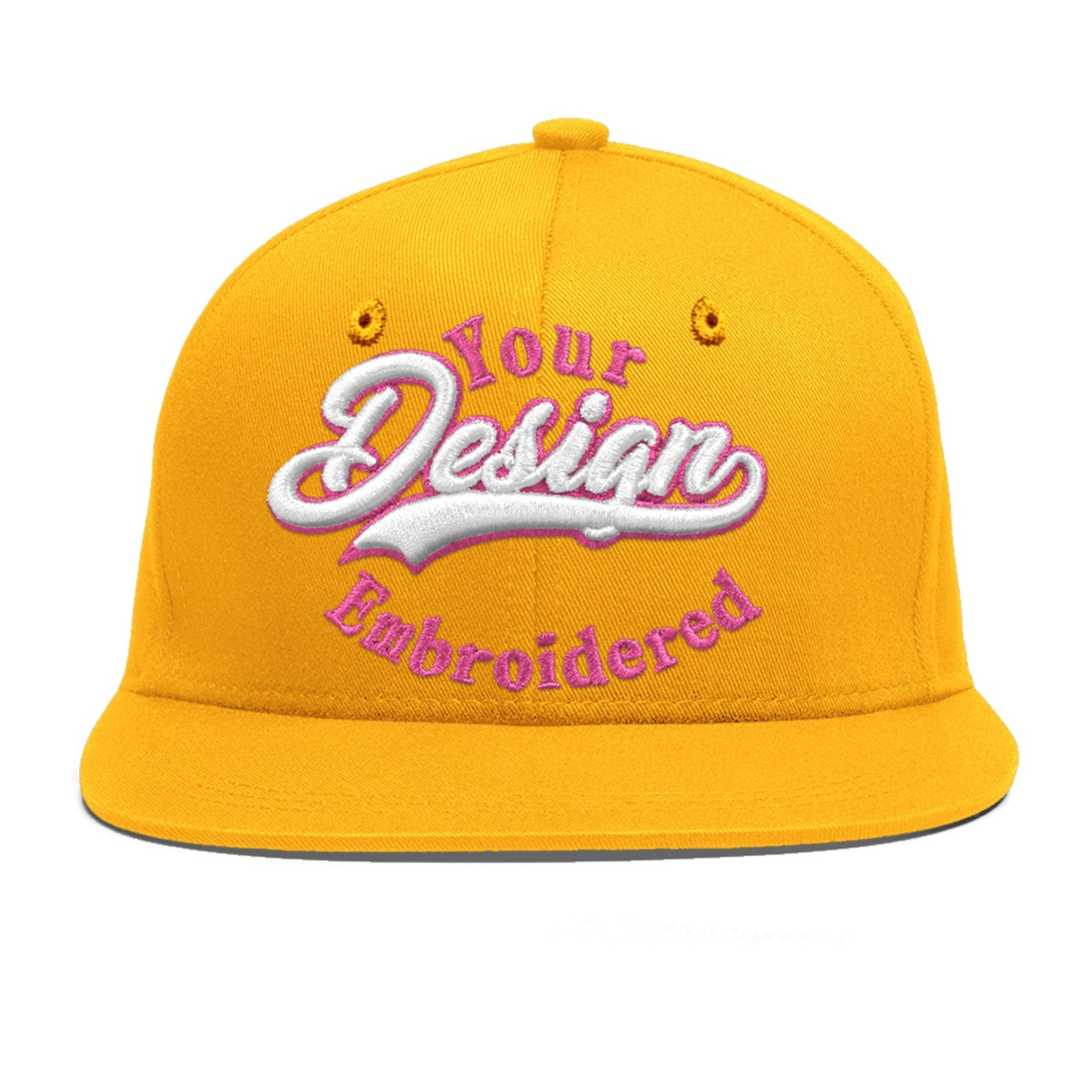 Custom Yellow 3D Puff Embroidery Flat Embroidery Casual Sport Baseball Cap