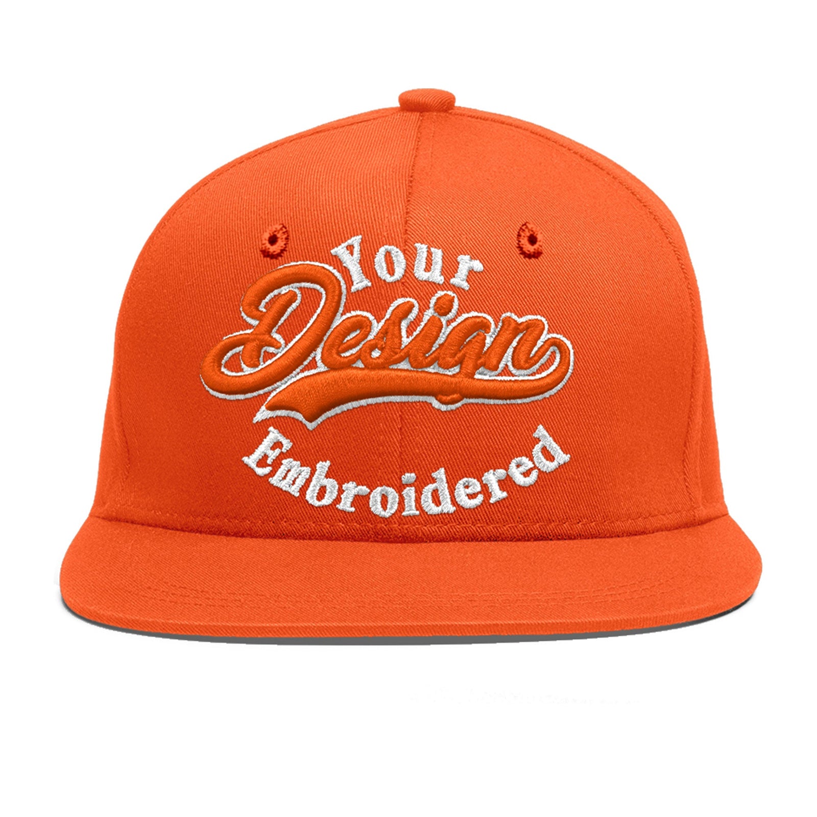 Custom Orange 3D Puff Embroidery Flat Embroidery Casual Sport Baseball Cap