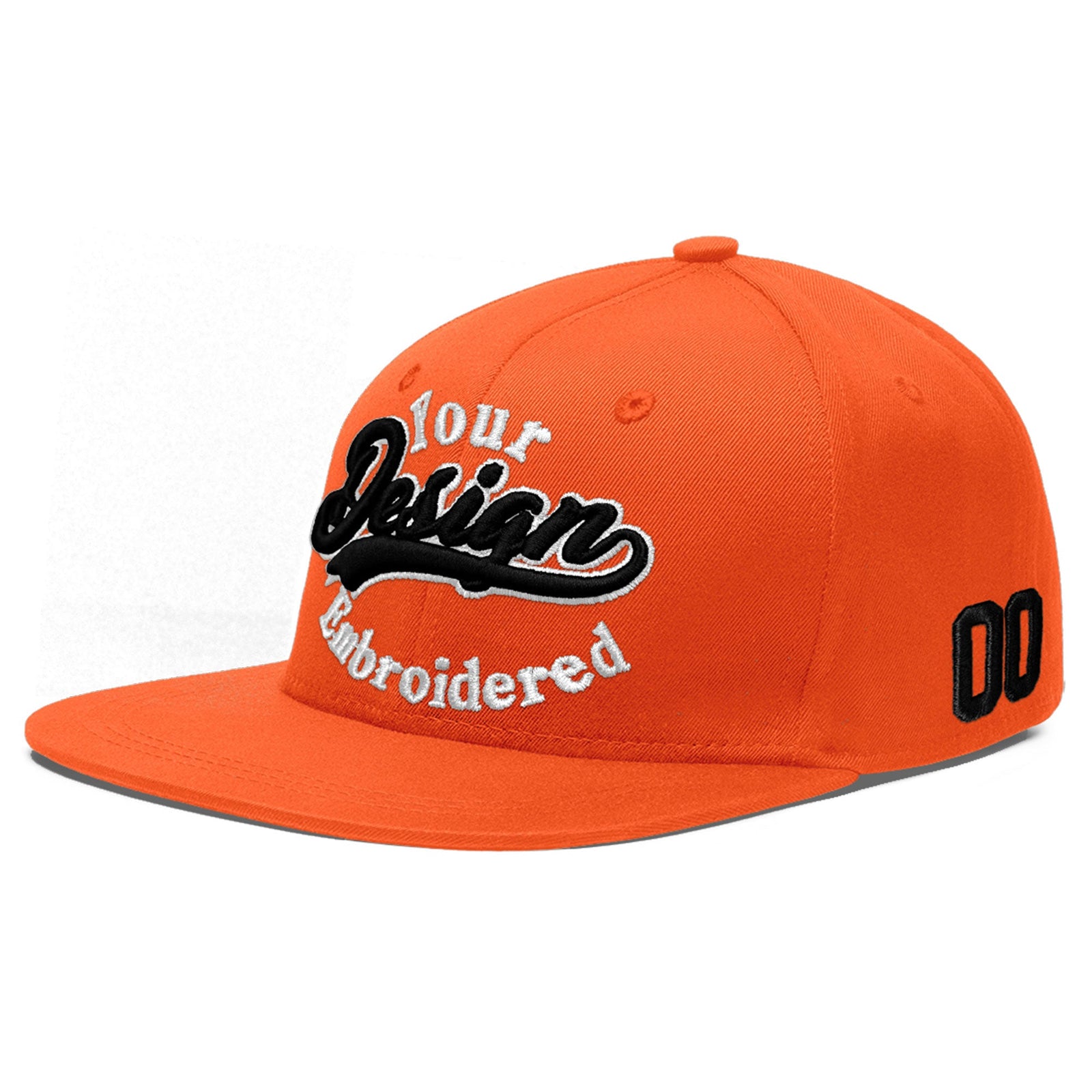 Custom Orange 3D Puff Embroidery Flat Embroidery Casual Sport Baseball Cap
