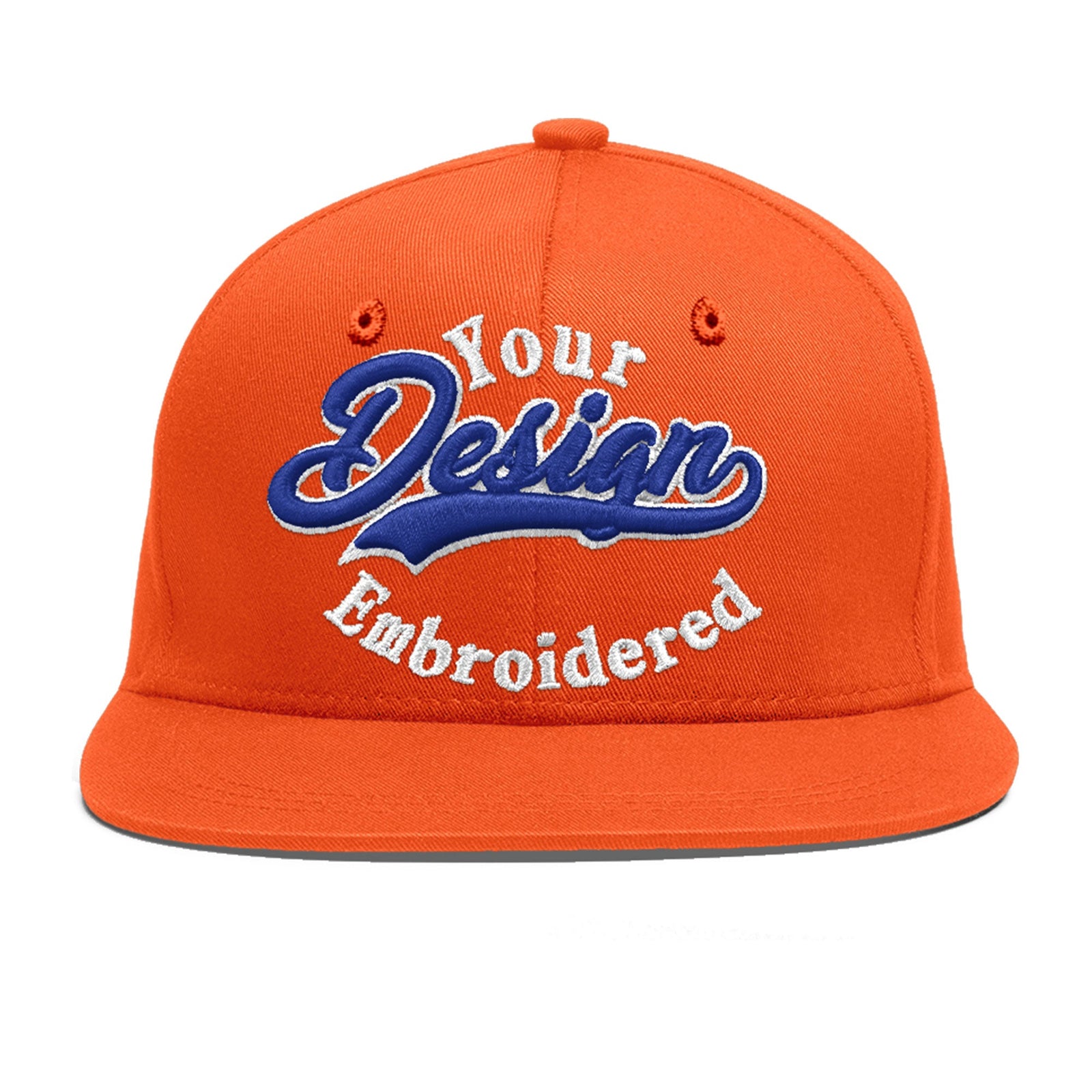 Custom Orange 3D Puff Embroidery Flat Embroidery Casual Sport Baseball Cap
