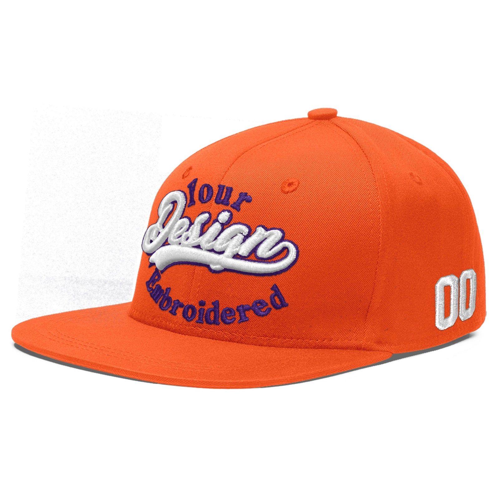 Custom Orange 3D Puff Embroidery Flat Embroidery Casual Sport Baseball Cap