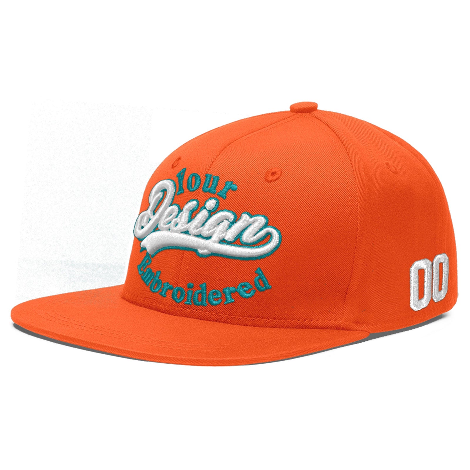Custom Orange 3D Puff Embroidery Flat Embroidery Casual Sport Baseball Cap