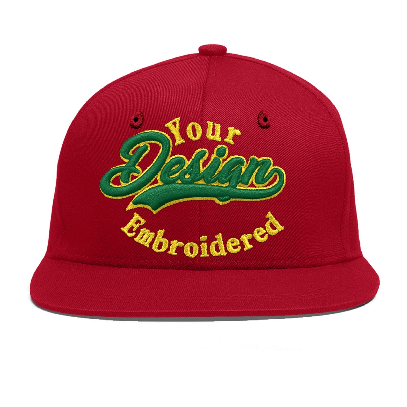 Custom Red 3D Puff Embroidery Flat Embroidery Casual Sport Baseball Cap