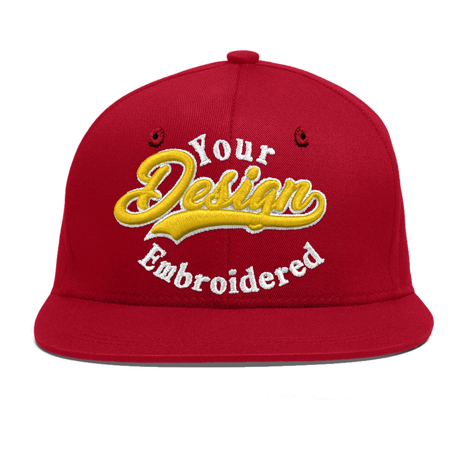Custom Red 3D Puff Embroidery Flat Embroidery Casual Sport Baseball Cap