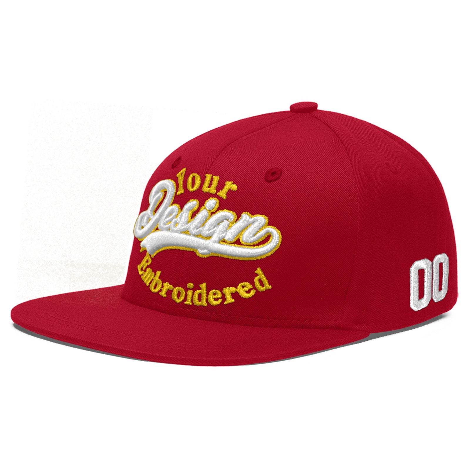 Custom Red 3D Puff Embroidery Flat Embroidery Casual Sport Baseball Cap