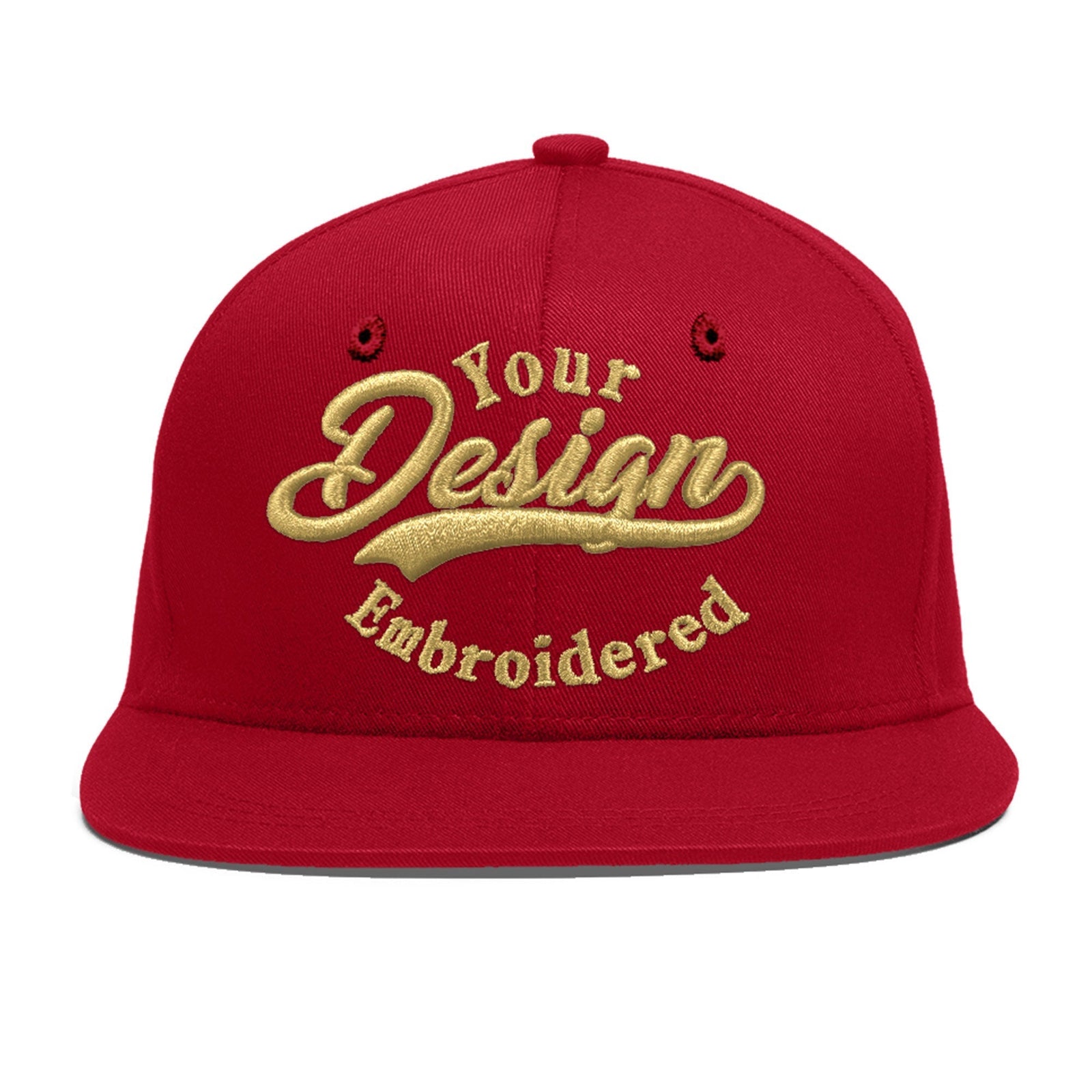 Custom Red 3D Puff Embroidery Flat Embroidery Casual Sport Baseball Cap