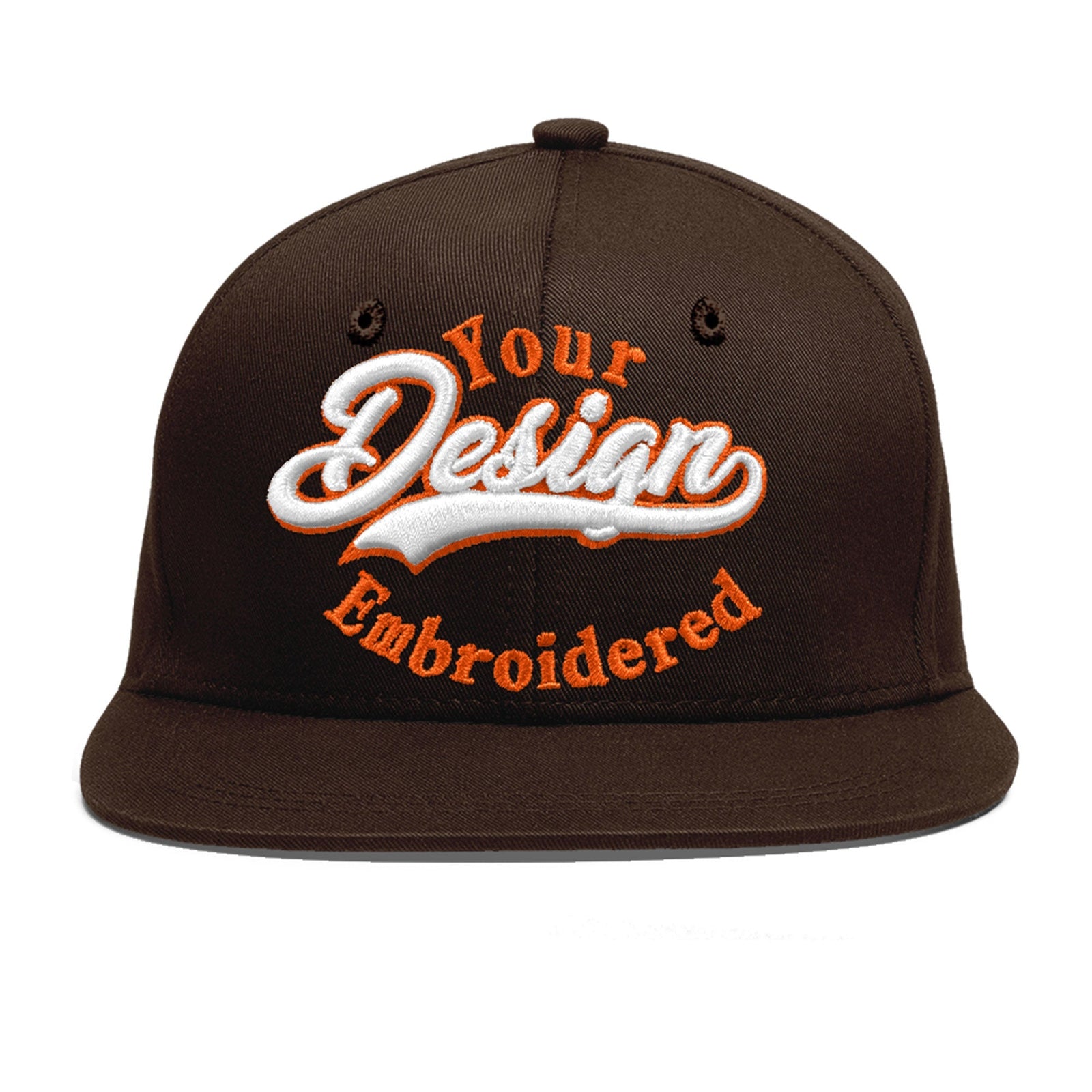 Custom Brown 3D Puff Embroidery Flat Embroidery Casual Sport Baseball Cap