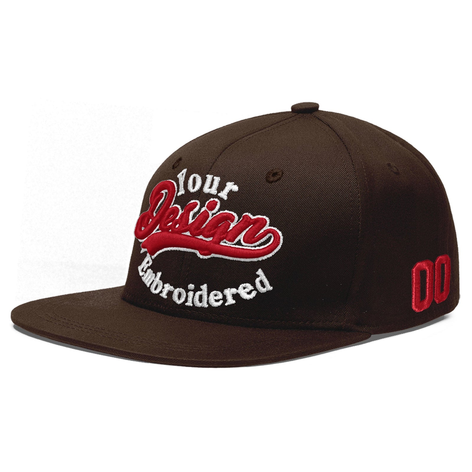 Custom Brown 3D Puff Embroidery Flat Embroidery Casual Sport Baseball Cap
