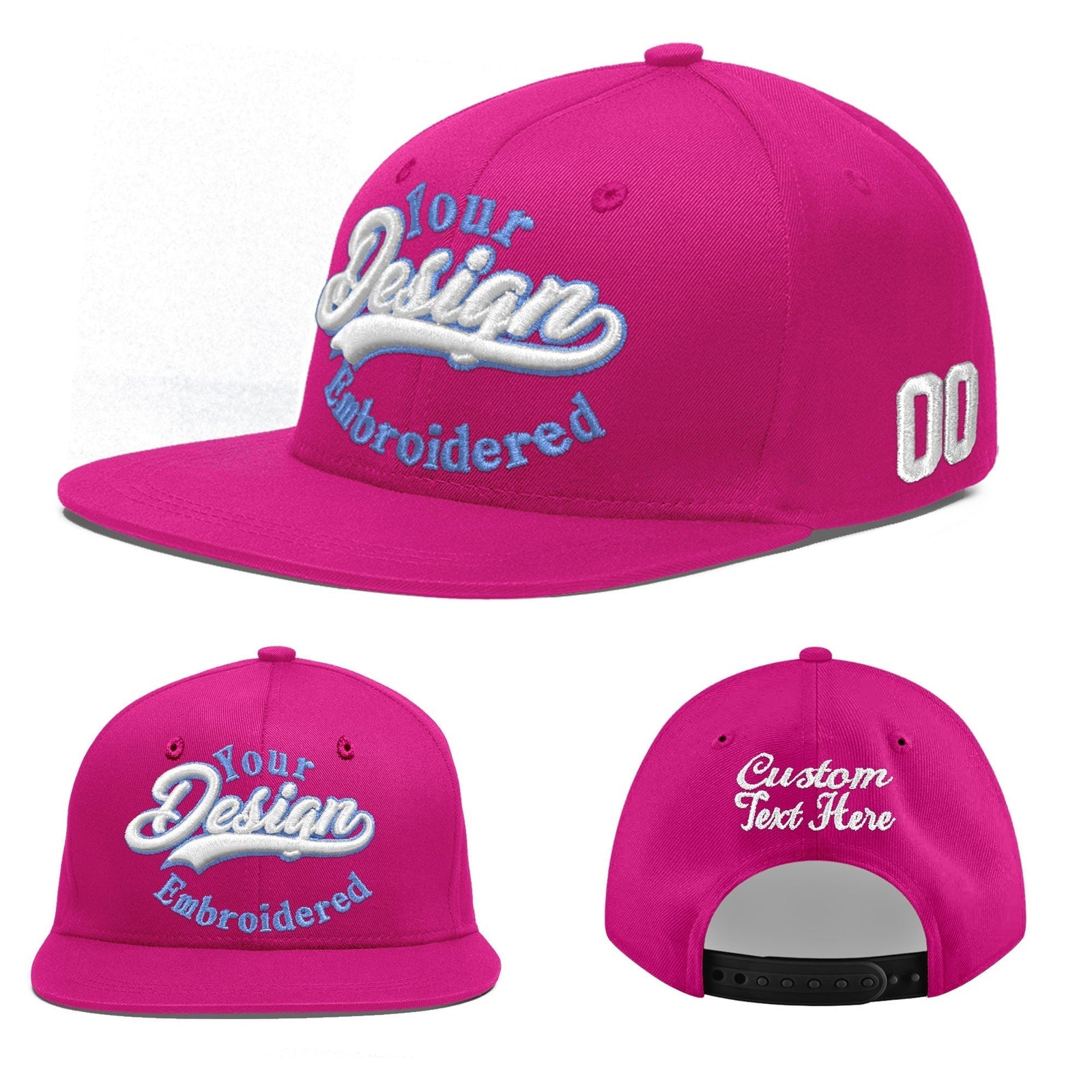 Custom Rose Red 3D Puff Embroidery Flat Embroidery Casual Sport Baseball Cap