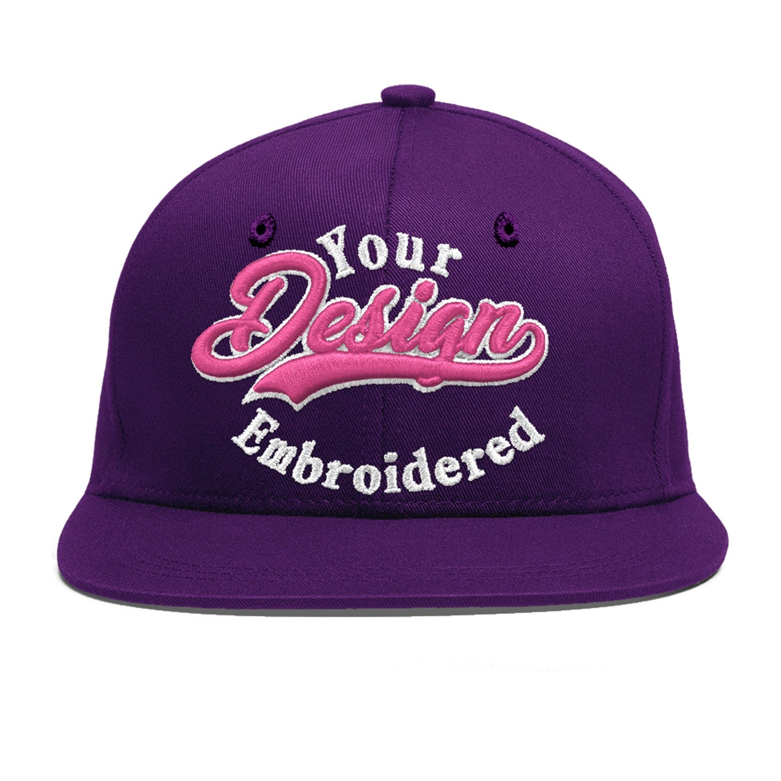 Custom Purple 3D Puff Embroidery Flat Embroidery Casual Sport Baseball Cap