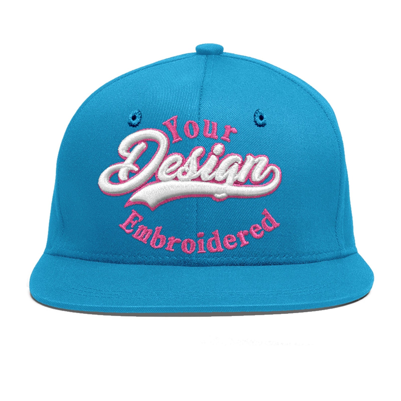 Custom Light Blue 3D Puff Embroidery Flat Embroidery Casual Sport Baseball Cap