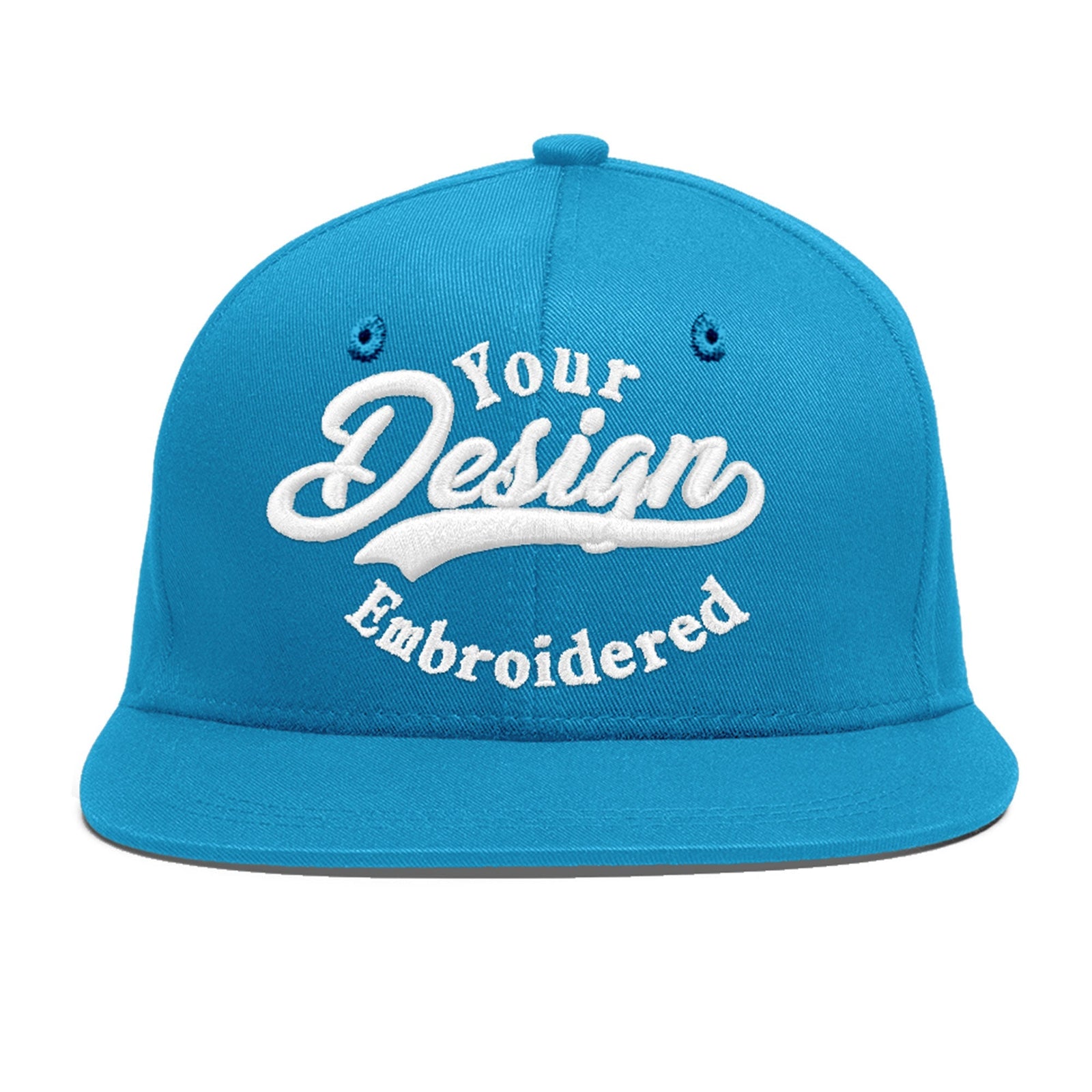 Custom Light Blue 3D Puff Embroidery Flat Embroidery Casual Sport Baseball Cap
