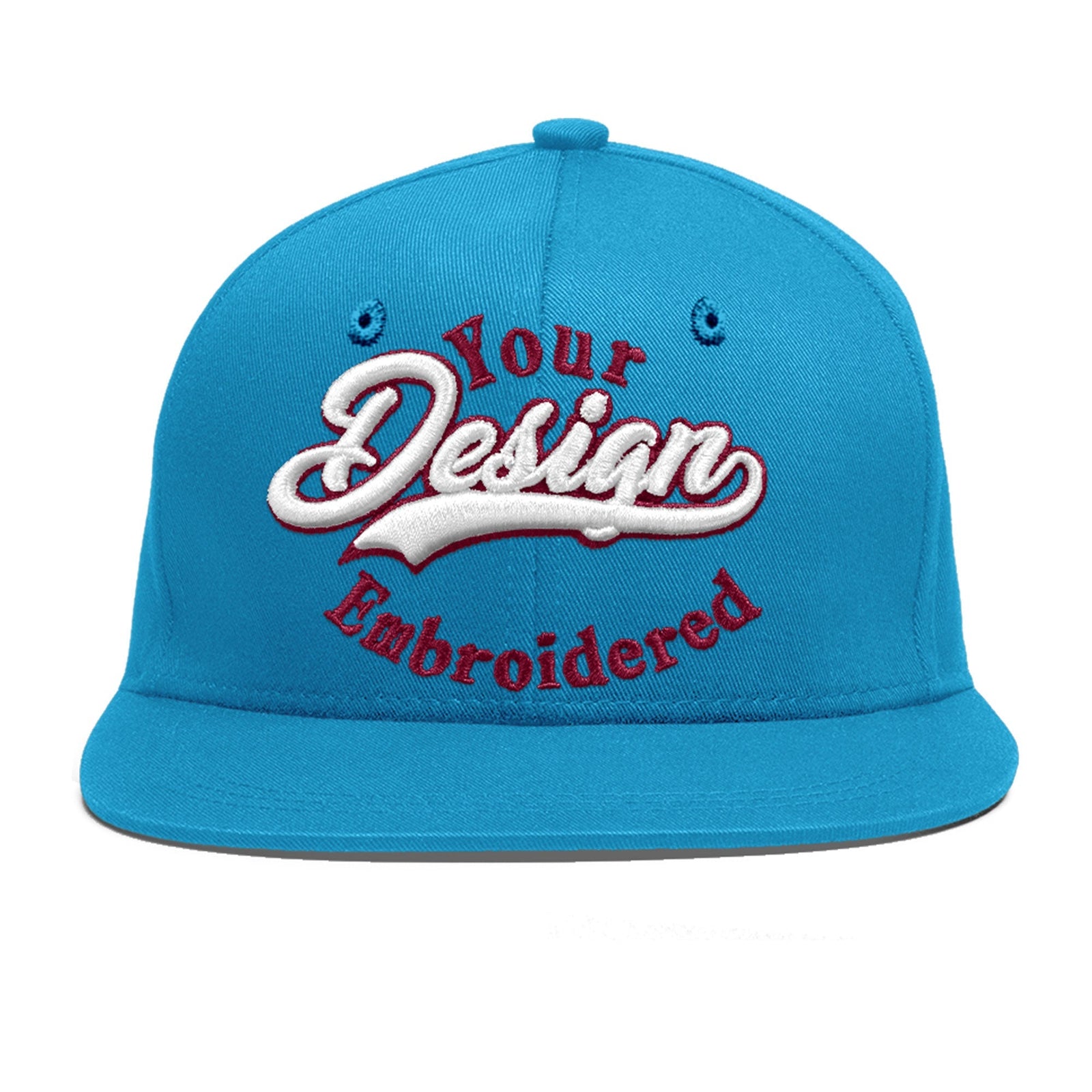 Custom Light Blue 3D Puff Embroidery Flat Embroidery Casual Sport Baseball Cap