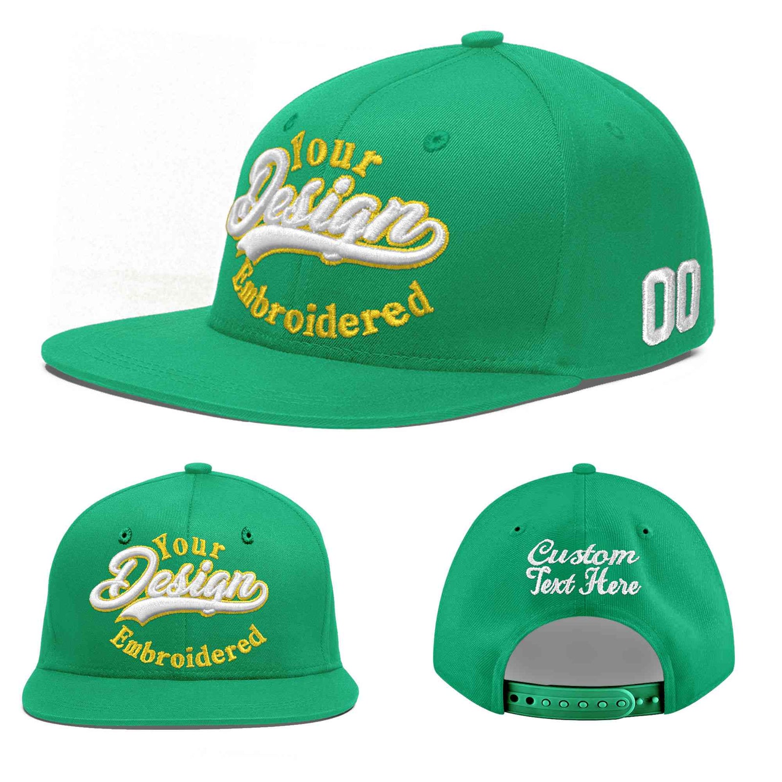 Custom Aqua 3D Puff Embroidery Flat Embroidery Casual Sport Baseball Cap