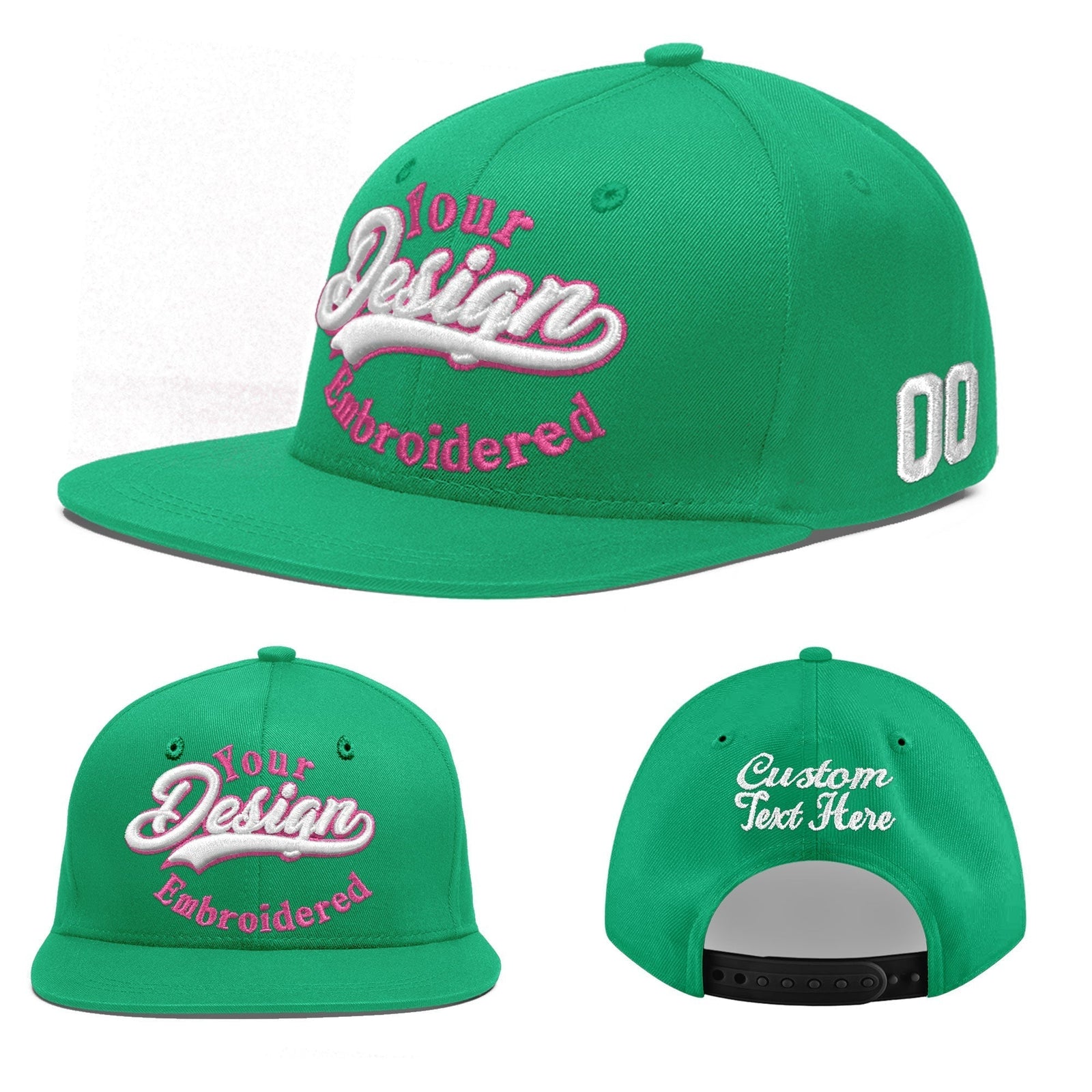 Custom Aqua 3D Puff Embroidery Flat Embroidery Casual Sport Baseball Cap