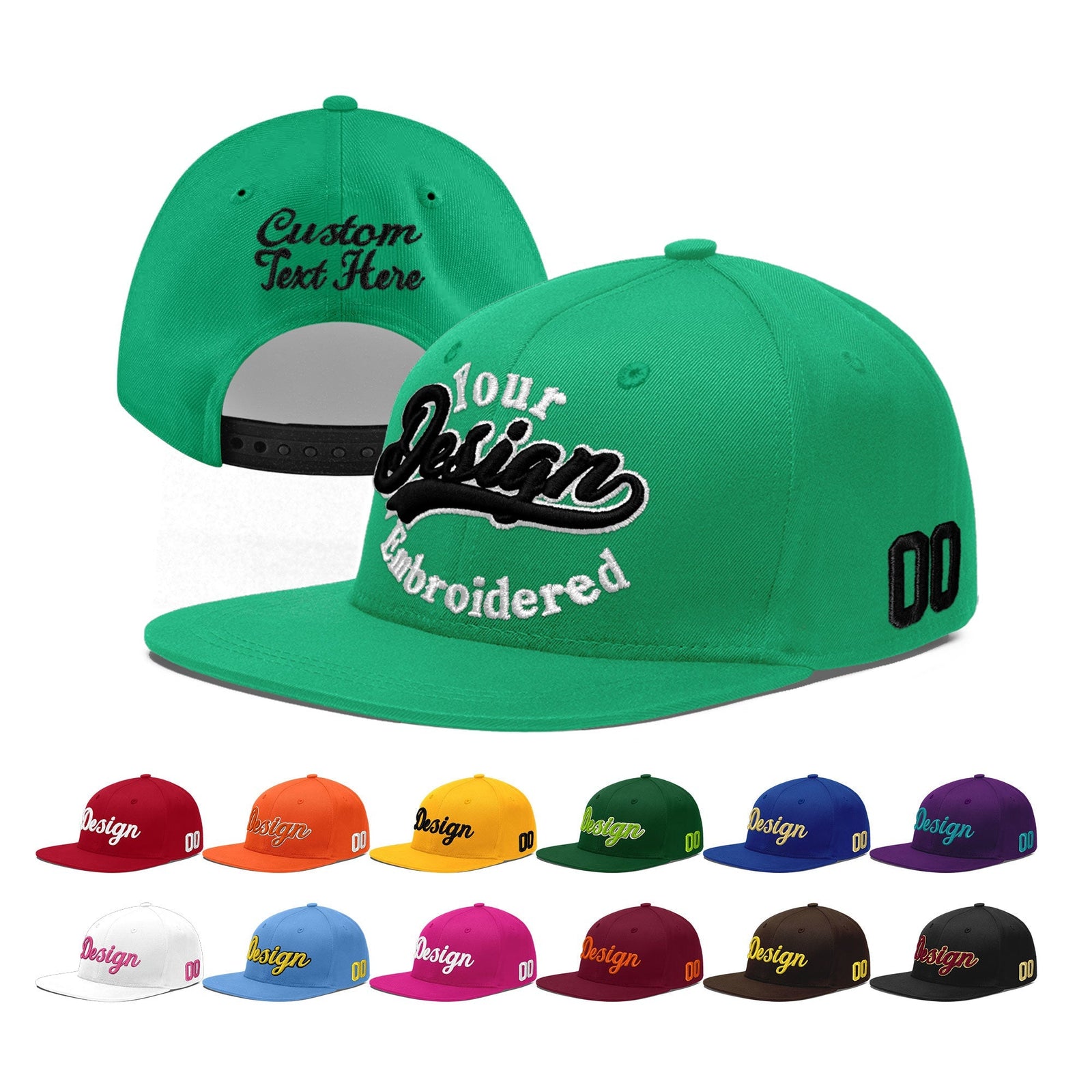 Custom Aqua 3D Puff Embroidery Flat Embroidery Casual Sport Baseball Cap