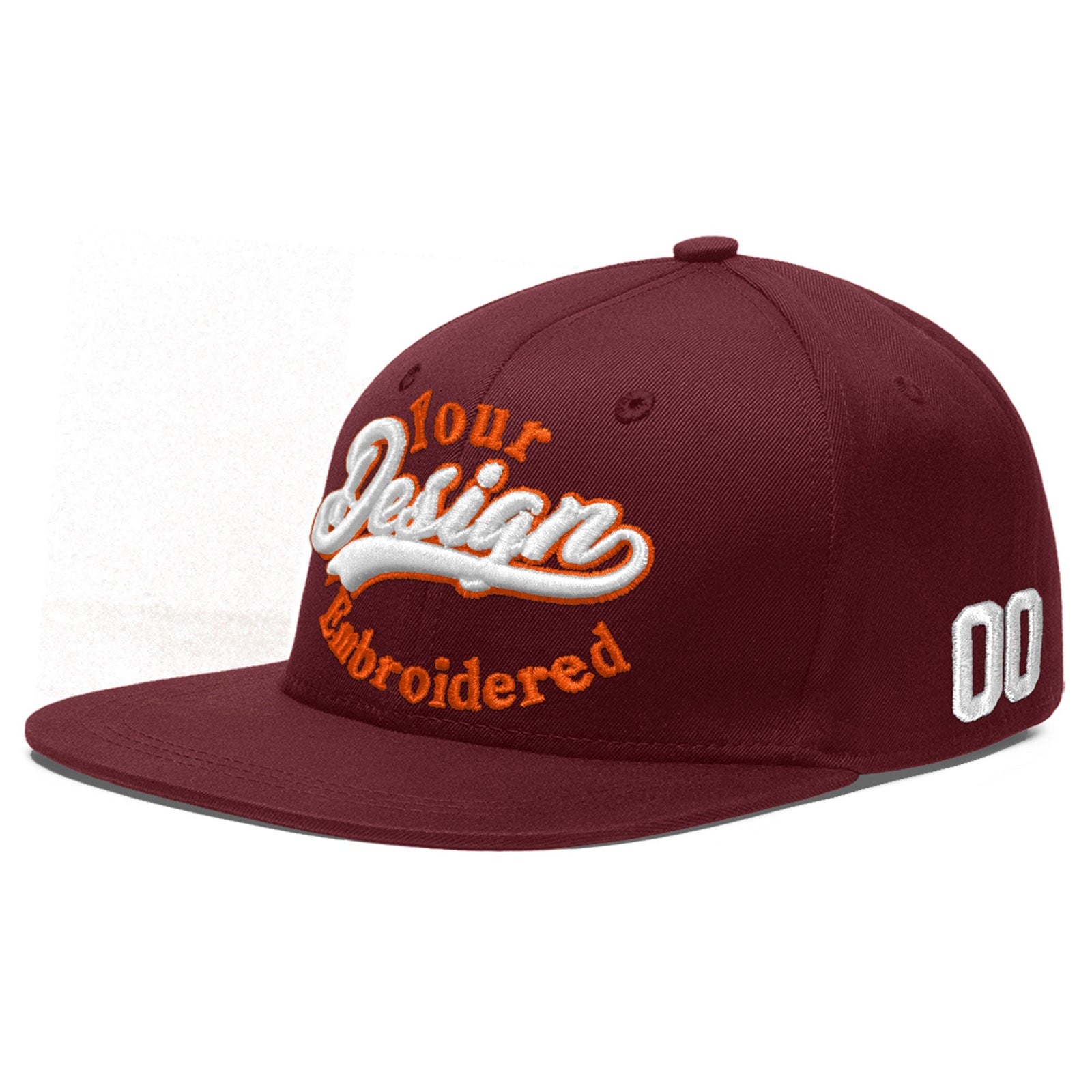 Custom Maroon 3D Puff Embroidery Flat Embroidery Casual Sport Baseball Cap
