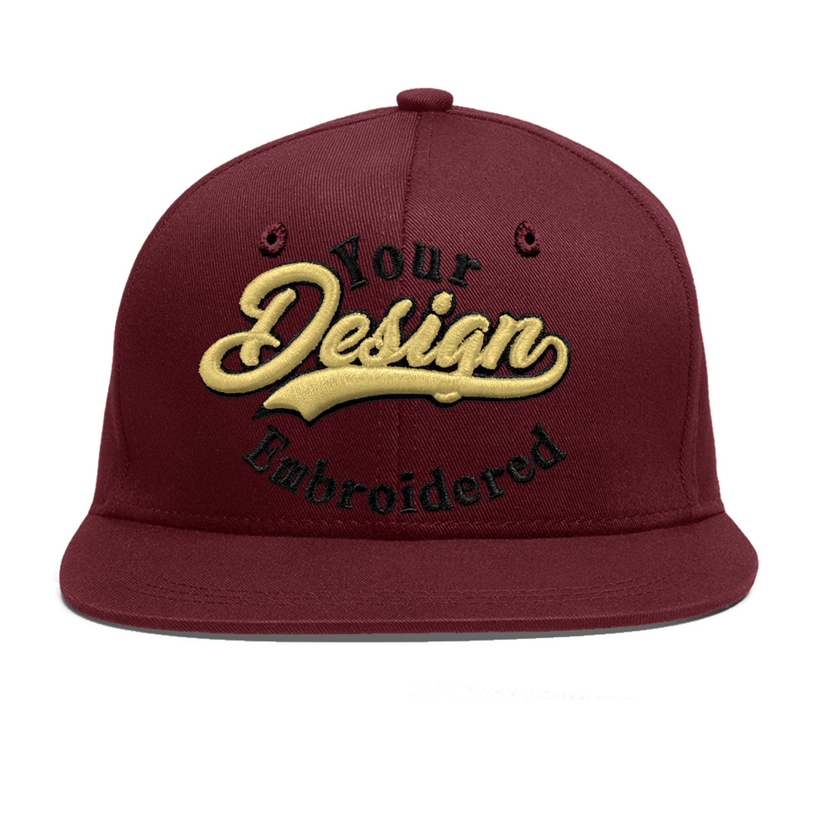 Custom Maroon 3D Puff Embroidery Flat Embroidery Casual Sport Baseball Cap