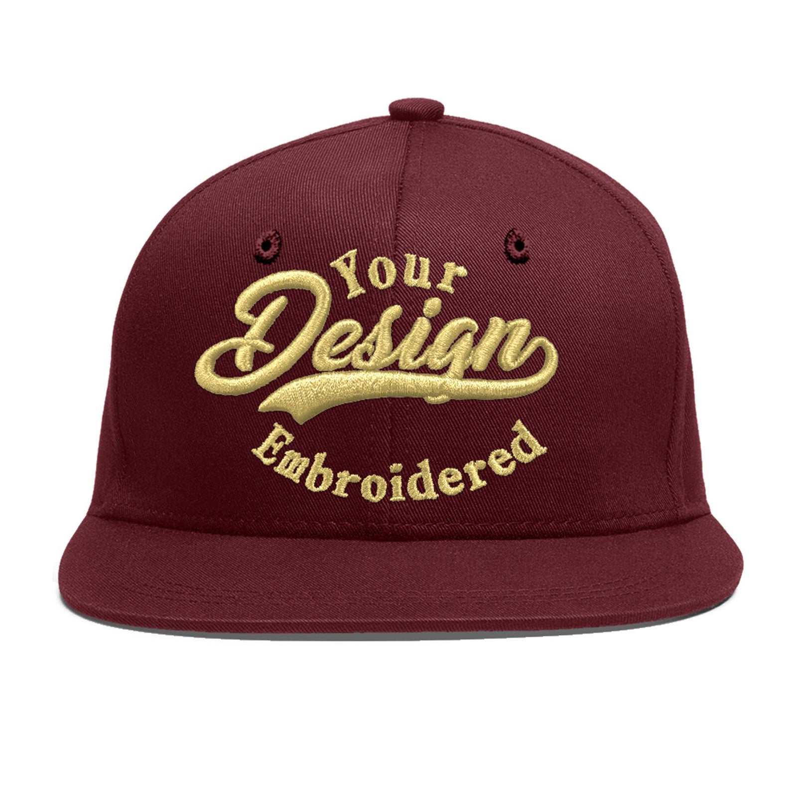 Custom Maroon 3D Puff Embroidery Flat Embroidery Casual Sport Baseball Cap