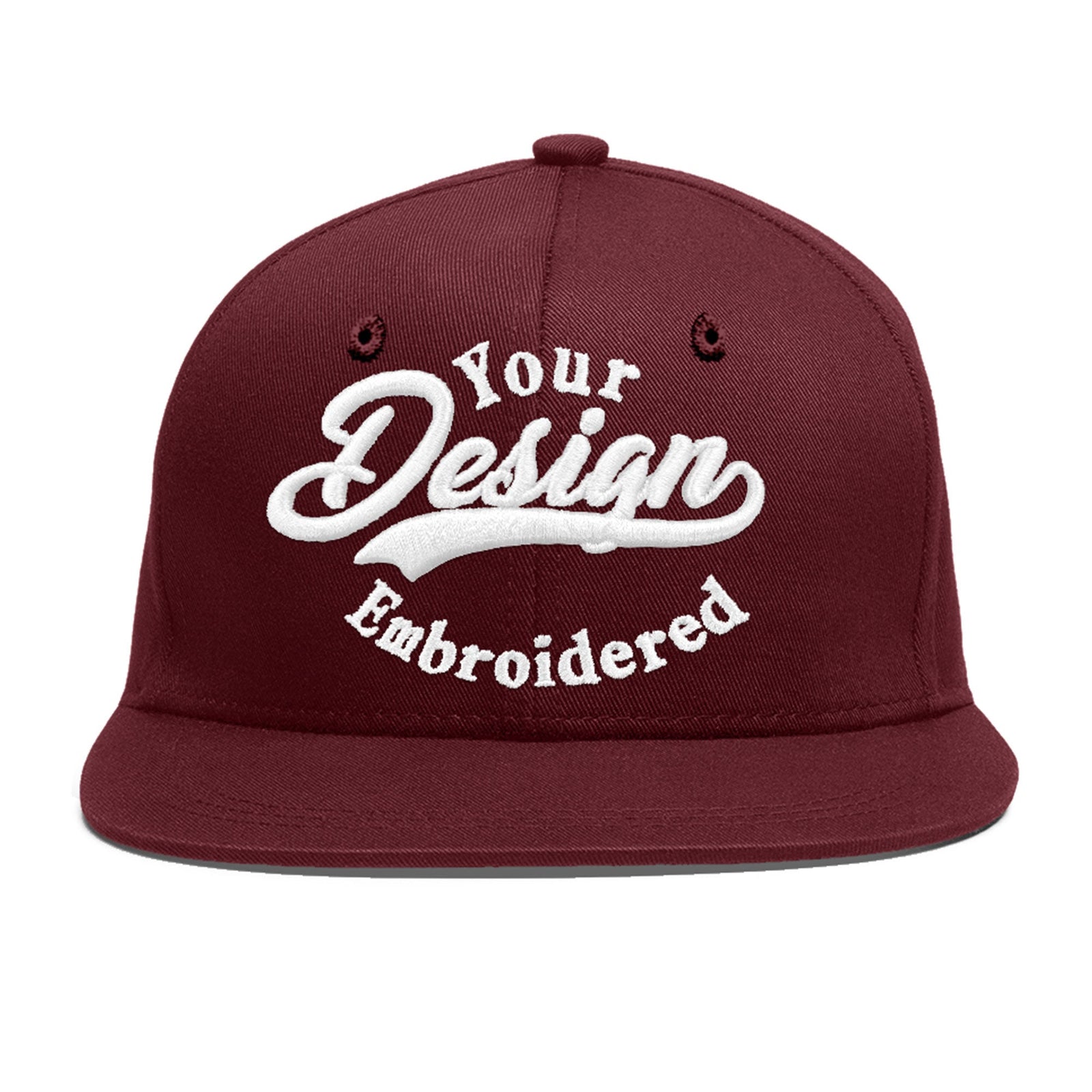 Custom Maroon 3D Puff Embroidery Flat Embroidery Casual Sport Baseball Cap