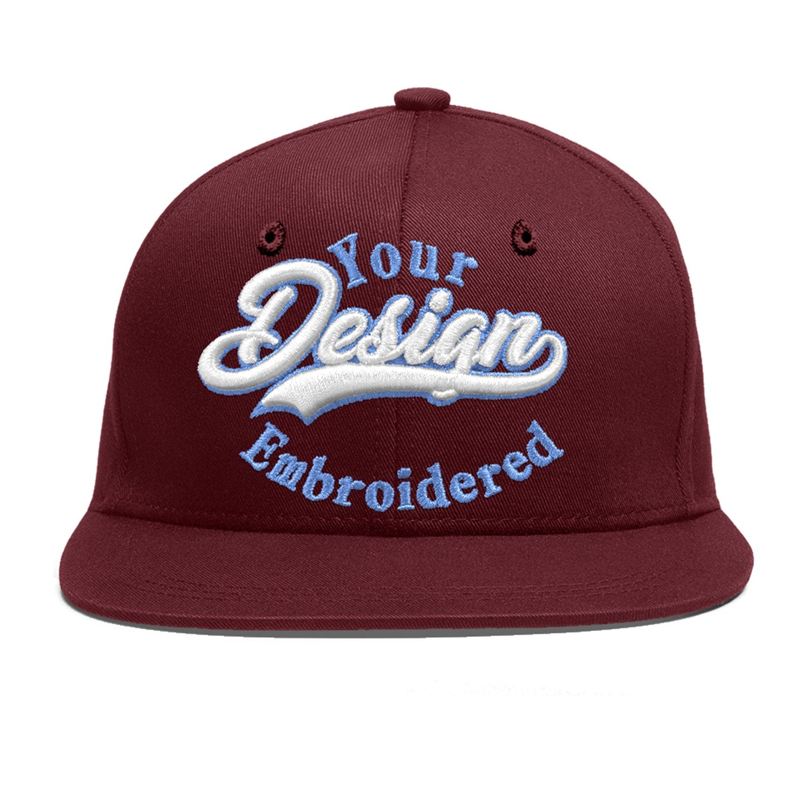 Custom Maroon 3D Puff Embroidery Flat Embroidery Casual Sport Baseball Cap