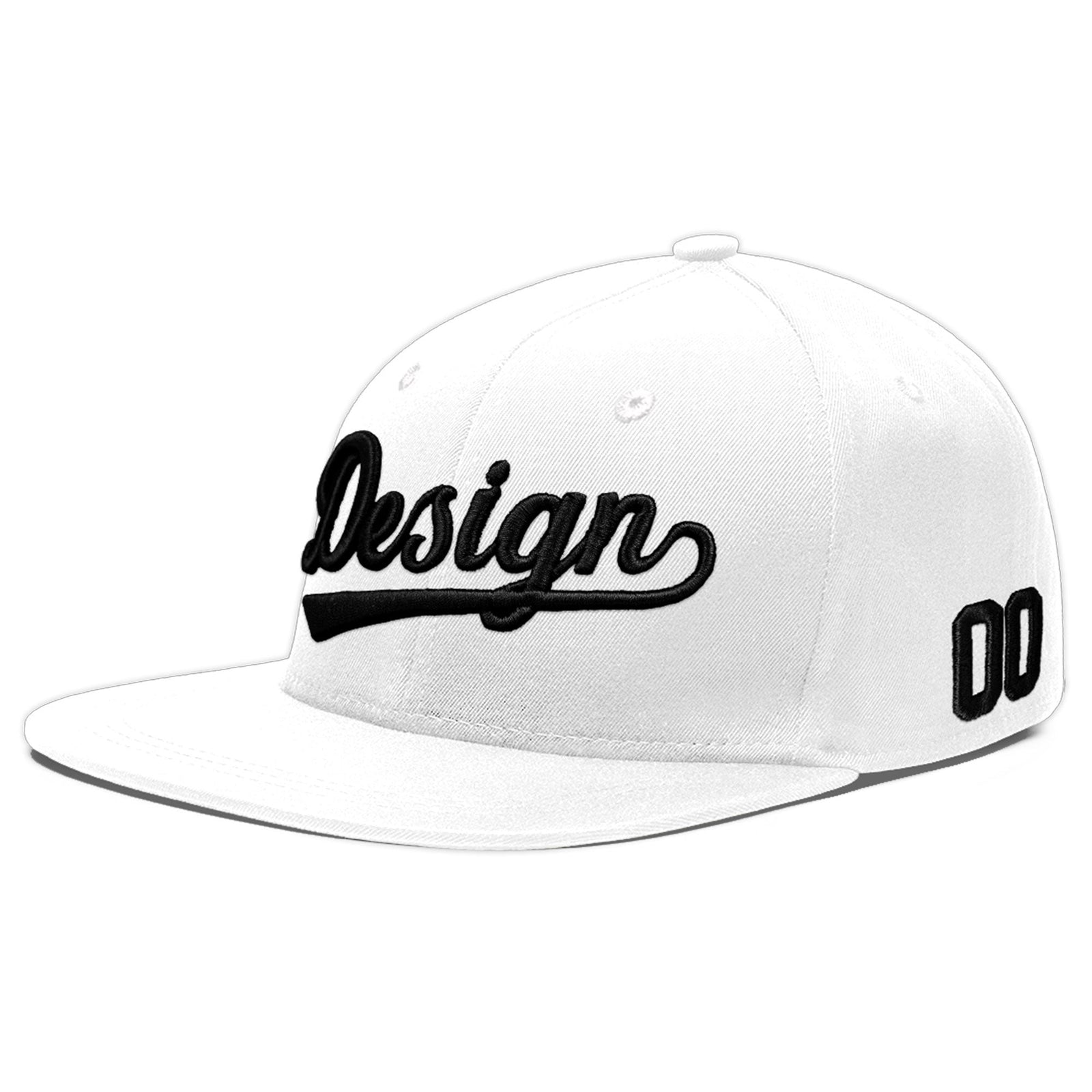 Custom White 3D Puff Embroidery Flat Embroidery Casual Sport Baseball Cap