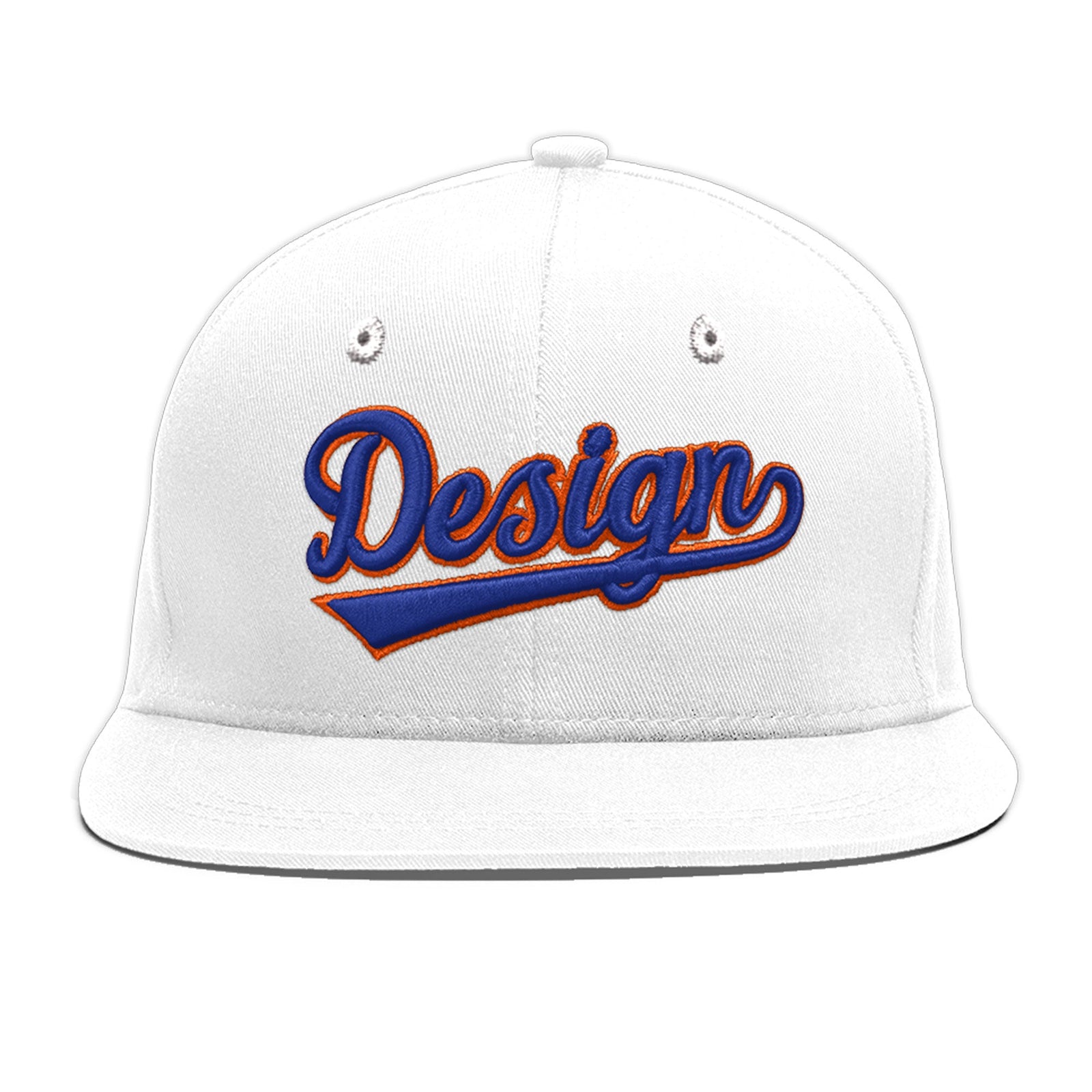 Custom White 3D Puff Embroidery Flat Embroidery Casual Sport Baseball Cap