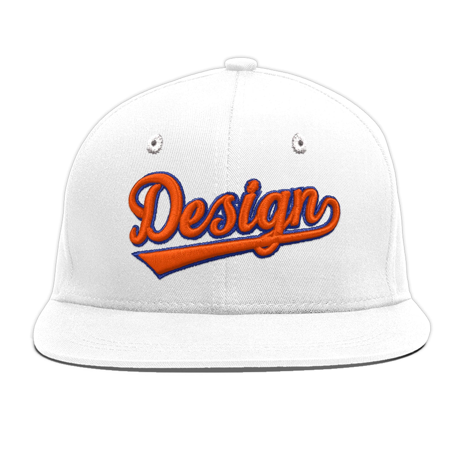 Custom White 3D Puff Embroidery Flat Embroidery Casual Sport Baseball Cap