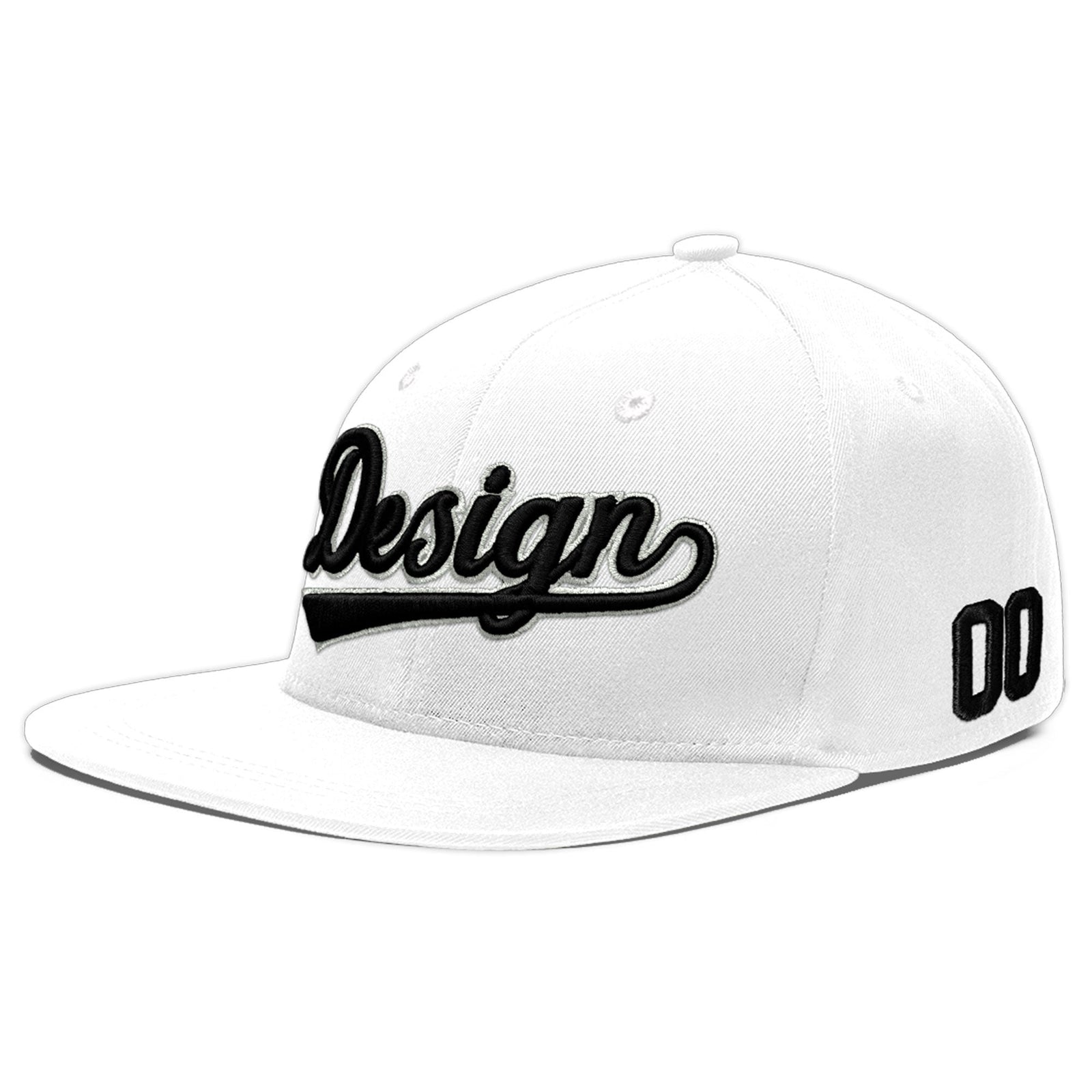 Custom White 3D Puff Embroidery Flat Embroidery Casual Sport Baseball Cap